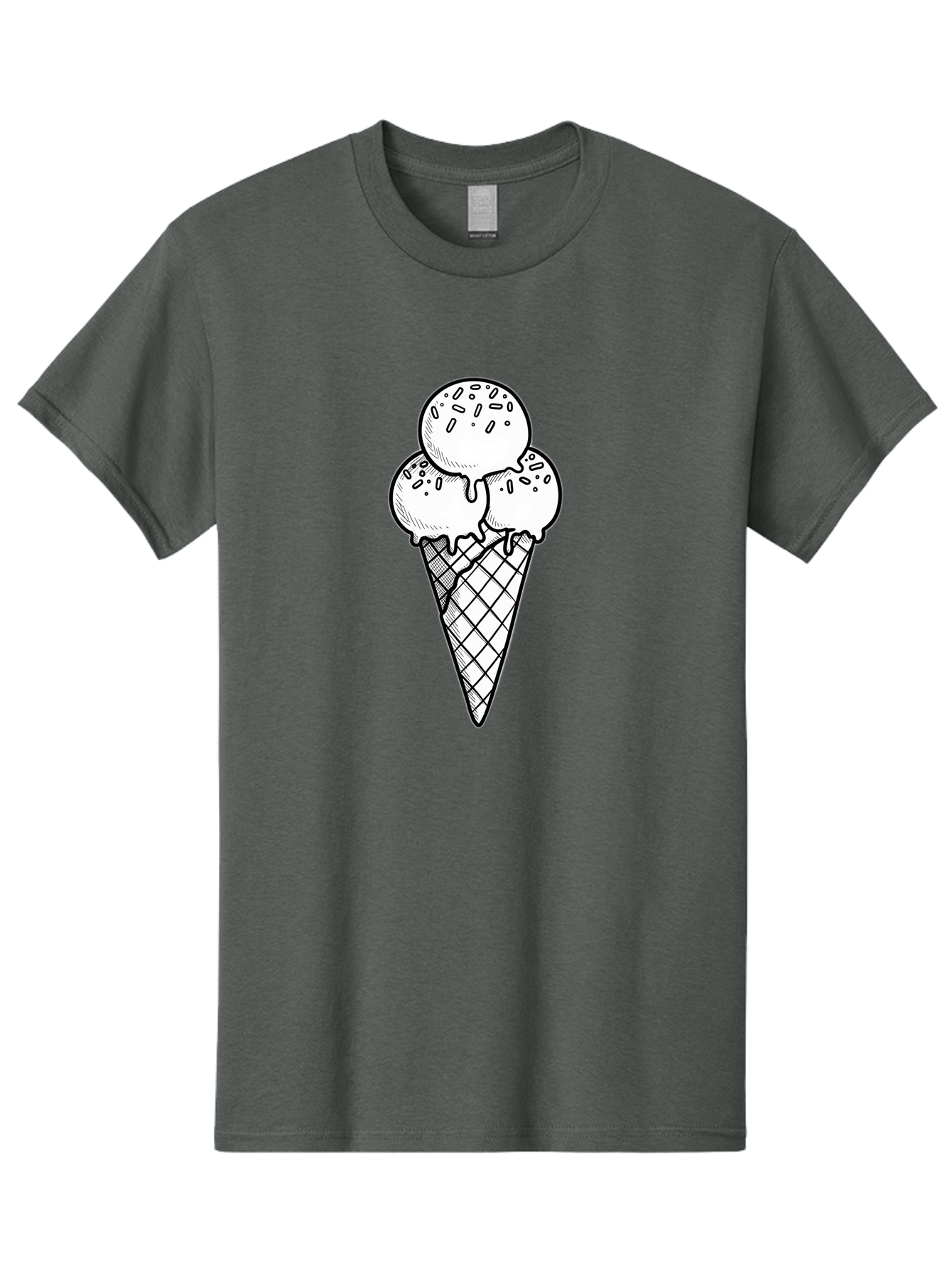 Ice-Cream-Cone-13 Men'S Graphic Tee, 100% Cotton, Comfortable Casual Summer Wear, Machine Washable, Ice Cream Cone, Three Scoops, Melting Ice Cream, Sweet Treats, Dessert Ideas, Ice Cream Lovers, Hand-Drawn Illustration, Sprinkles, Waffle Cone Baa858
