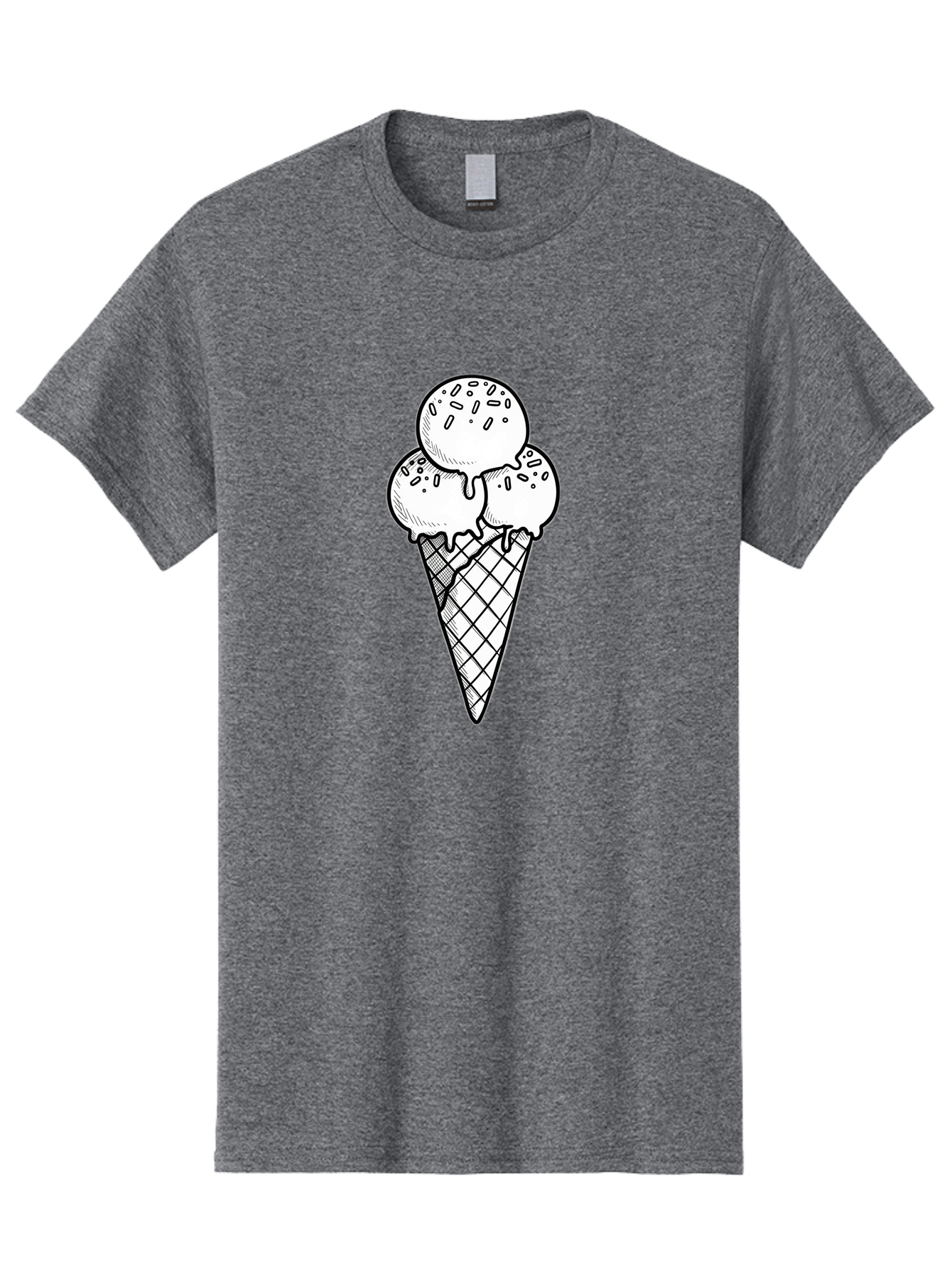 Ice-Cream-Cone-13 Men'S Graphic Tee, 100% Cotton, Comfortable Casual Summer Wear, Machine Washable, Ice Cream Cone, Three Scoops, Melting Ice Cream, Sweet Treats, Dessert Ideas, Ice Cream Lovers, Hand-Drawn Illustration, Sprinkles, Waffle Cone Baa858