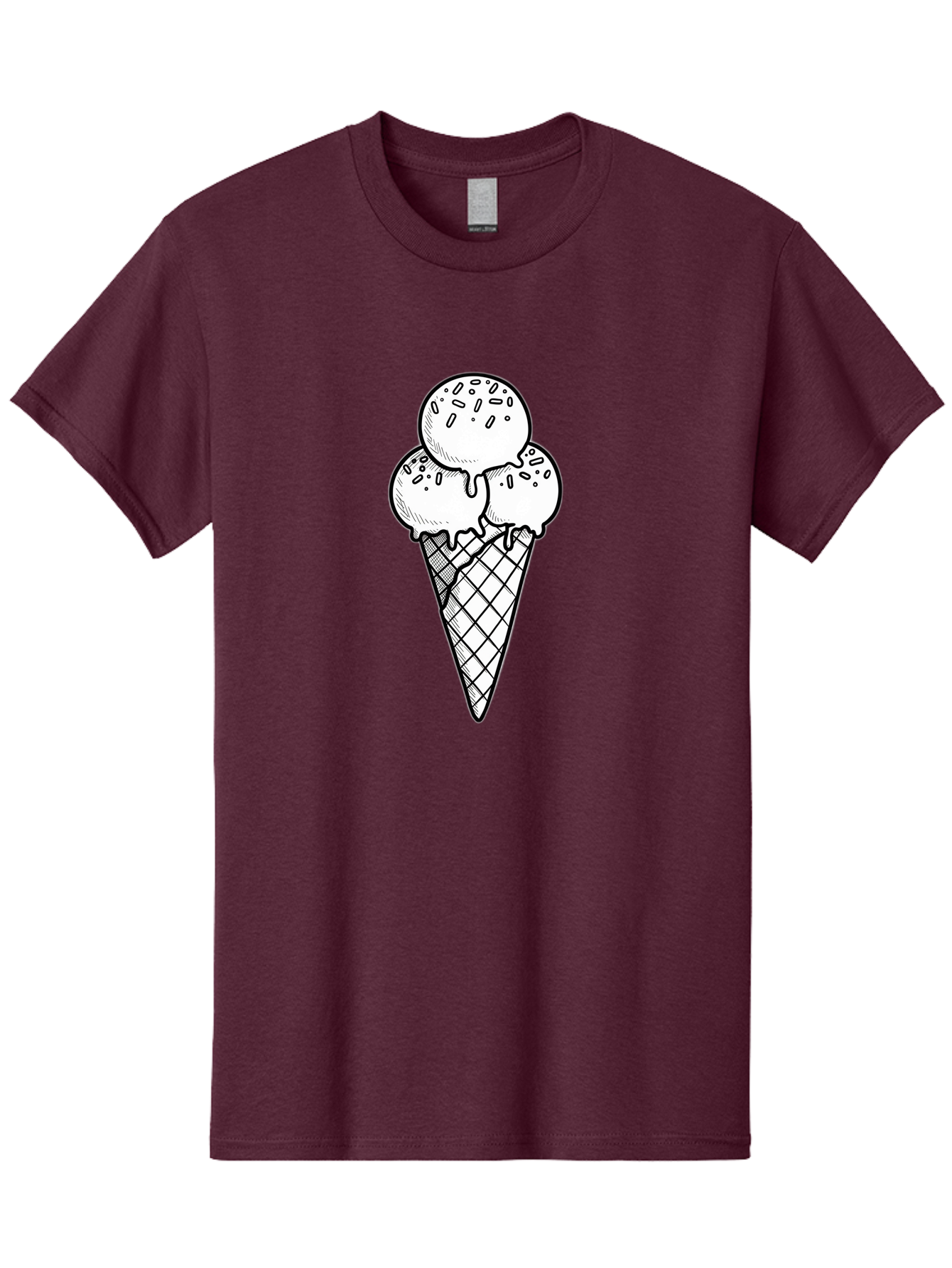 Ice-Cream-Cone-13 Men'S Graphic Tee, 100% Cotton, Comfortable Casual Summer Wear, Machine Washable, Ice Cream Cone, Three Scoops, Melting Ice Cream, Sweet Treats, Dessert Ideas, Ice Cream Lovers, Hand-Drawn Illustration, Sprinkles, Waffle Cone Baa858