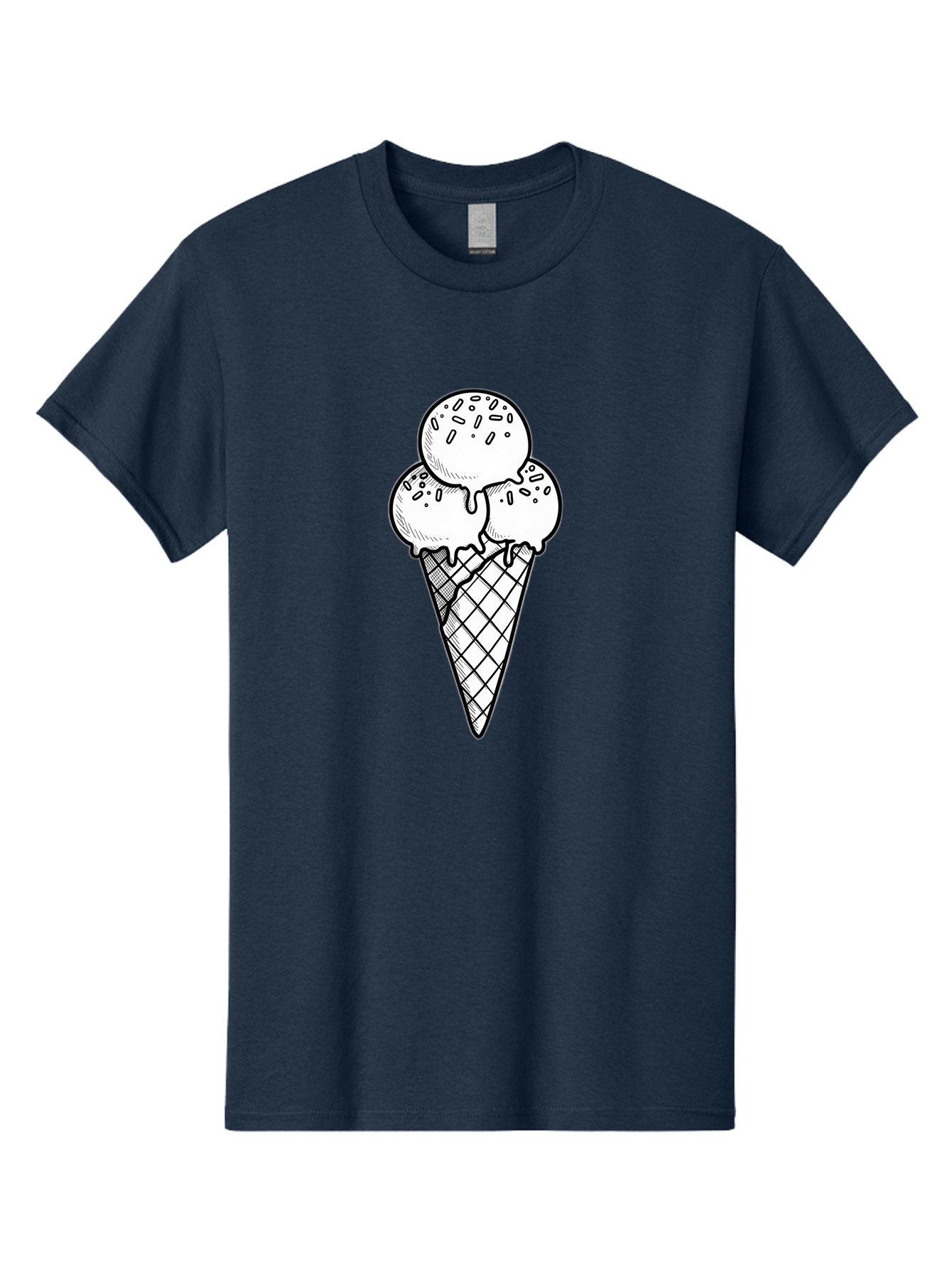 Ice-Cream-Cone-13 Men'S Graphic Tee, 100% Cotton, Comfortable Casual Summer Wear, Machine Washable, Ice Cream Cone, Three Scoops, Melting Ice Cream, Sweet Treats, Dessert Ideas, Ice Cream Lovers, Hand-Drawn Illustration, Sprinkles, Waffle Cone Baa858