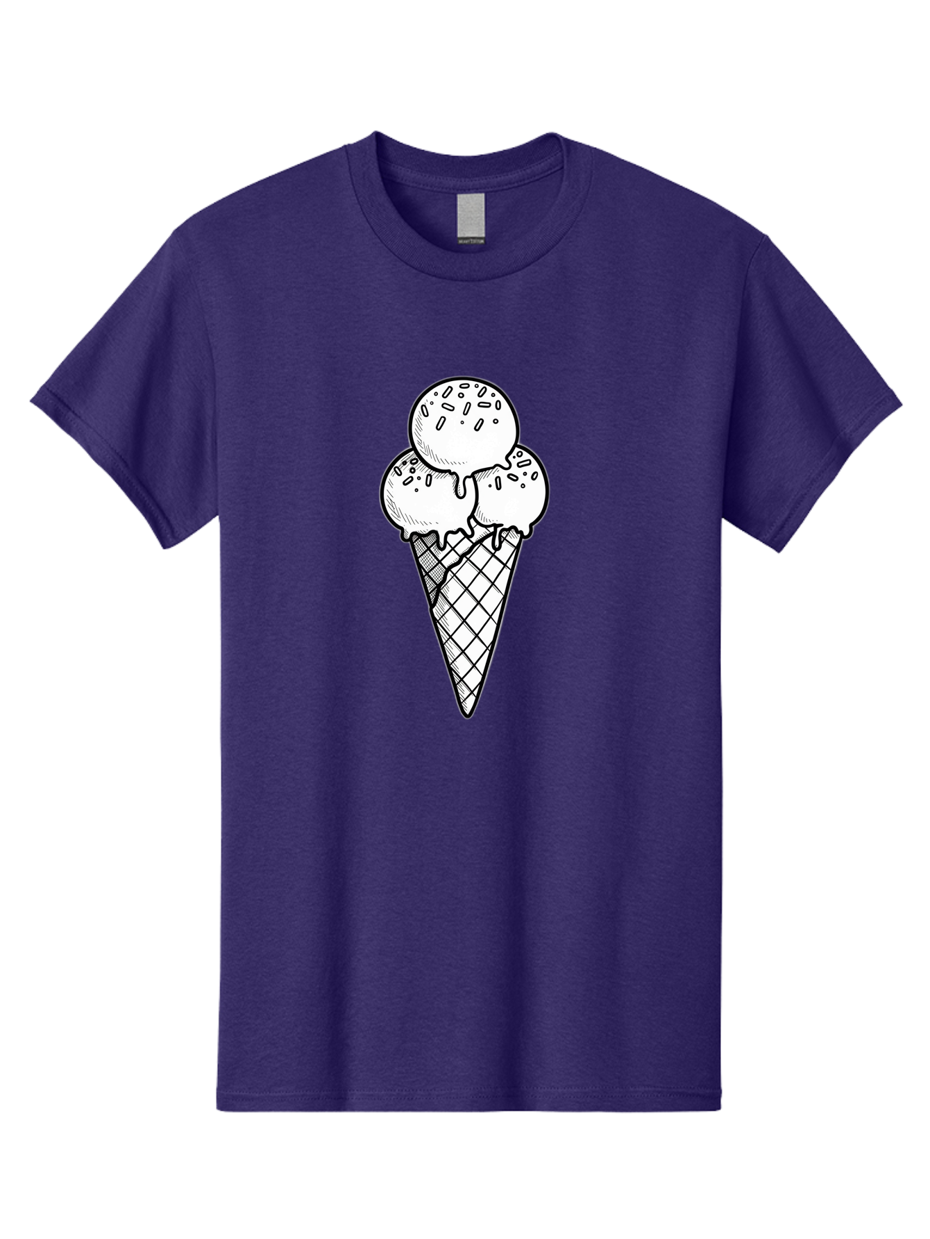Ice-Cream-Cone-13 Men'S Graphic Tee, 100% Cotton, Comfortable Casual Summer Wear, Machine Washable, Ice Cream Cone, Three Scoops, Melting Ice Cream, Sweet Treats, Dessert Ideas, Ice Cream Lovers, Hand-Drawn Illustration, Sprinkles, Waffle Cone Baa858