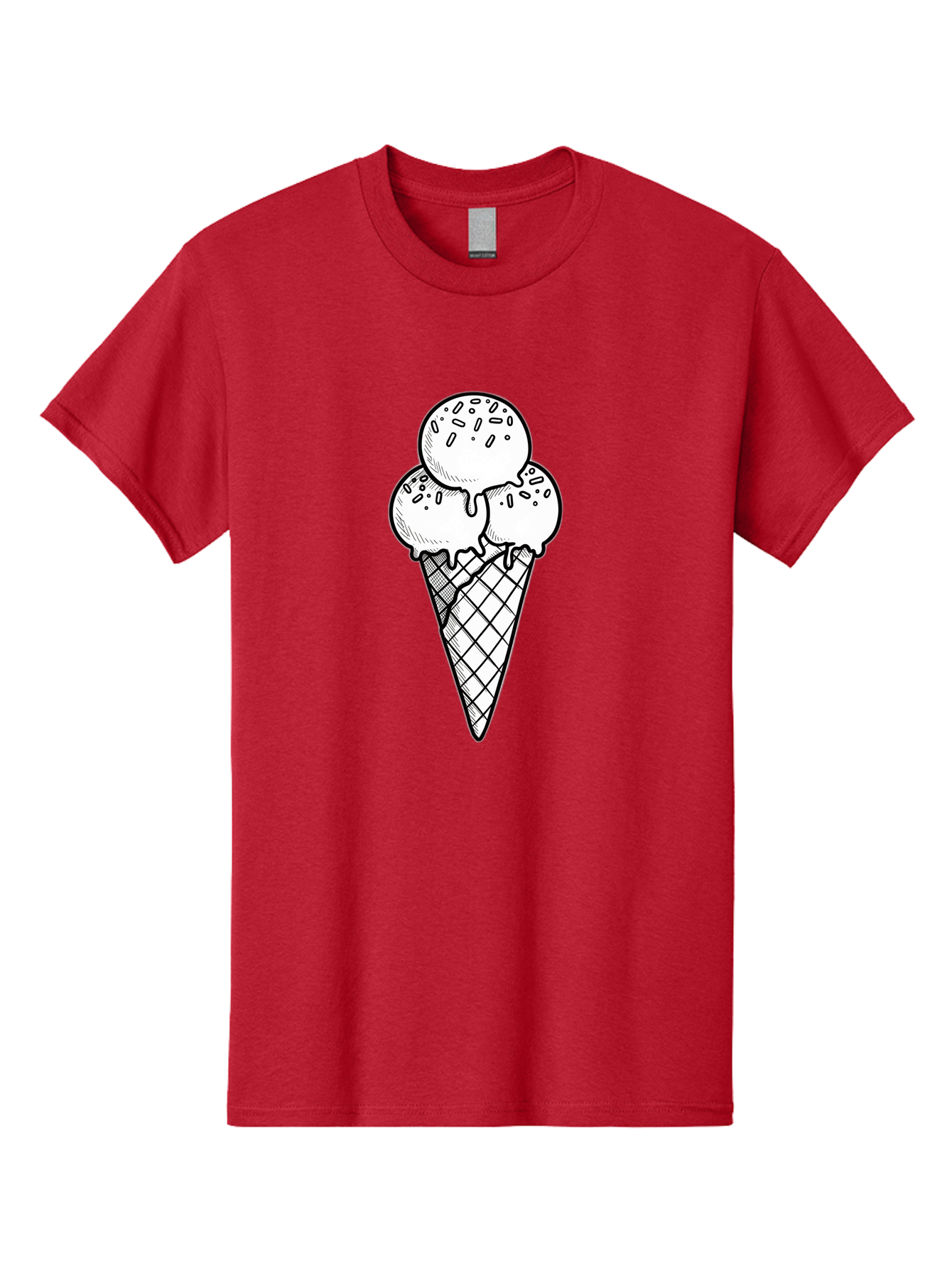 Ice-Cream-Cone-13 Men'S Graphic Tee, 100% Cotton, Comfortable Casual Summer Wear, Machine Washable, Ice Cream Cone, Three Scoops, Melting Ice Cream, Sweet Treats, Dessert Ideas, Ice Cream Lovers, Hand-Drawn Illustration, Sprinkles, Waffle Cone Baa858