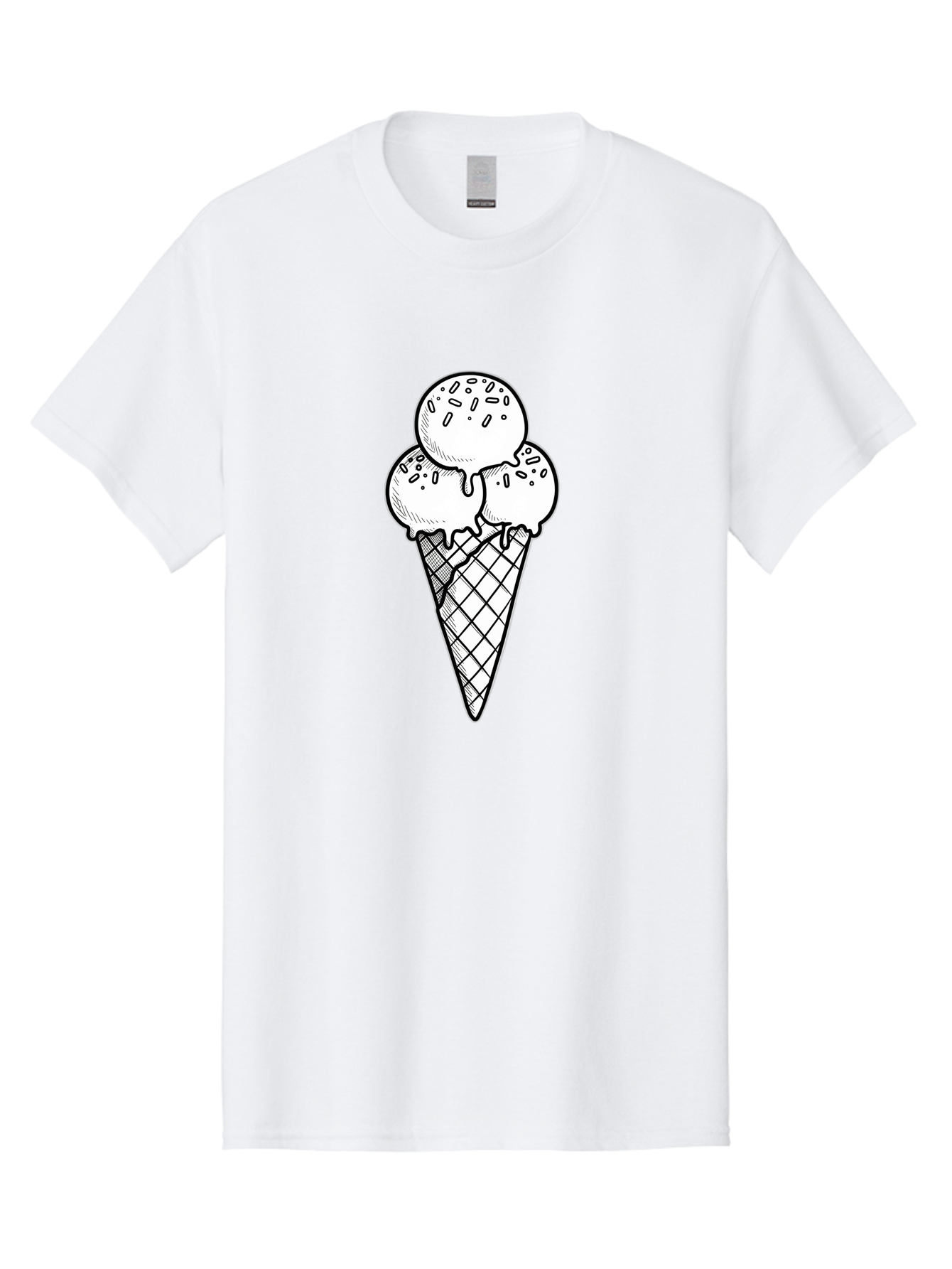 Ice-Cream-Cone-13 Men'S Graphic Tee, 100% Cotton, Comfortable Casual Summer Wear, Machine Washable, Ice Cream Cone, Three Scoops, Melting Ice Cream, Sweet Treats, Dessert Ideas, Ice Cream Lovers, Hand-Drawn Illustration, Sprinkles, Waffle Cone Baa858