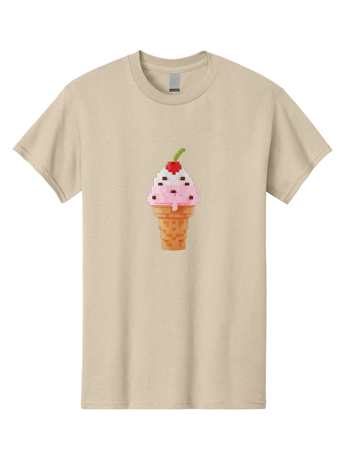 Ice-Cream-Cone-3 Men'S Graphic Tee, 100% Cotton, Comfortable Casual Summer Wear, Machine Washable, Pixel Art Ice Cream, Strawberry Ice Cream Cone, Chocolate Chips, Melting Ice Cream, Pixelated Dessert, Sweet Treat, Digital Art, Pixel Graphics, Baa864