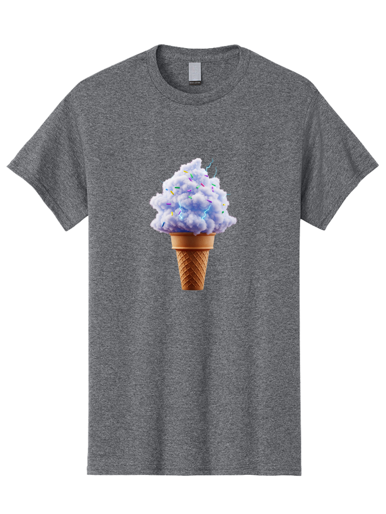 Ice-Cream-Cone-4 Men'S Graphic Tee, 100% Cotton, Comfortable Casual Summer Wear, Machine Washable, Ice Cream Cone, Pastel Colors, Colorful Sprinkles, Fluffy Texture, Sweet Treat, Desserts, Summer Fun, Ice Cream Lover, Creative Food Art Baa865