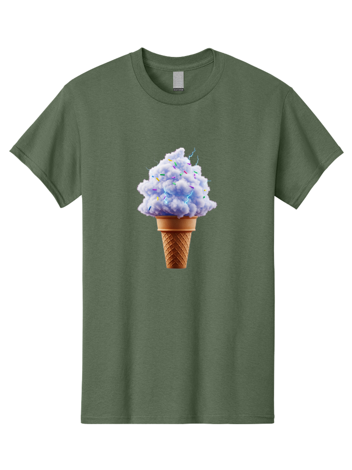 Ice-Cream-Cone-4 Men'S Graphic Tee, 100% Cotton, Comfortable Casual Summer Wear, Machine Washable, Ice Cream Cone, Pastel Colors, Colorful Sprinkles, Fluffy Texture, Sweet Treat, Desserts, Summer Fun, Ice Cream Lover, Creative Food Art Baa865