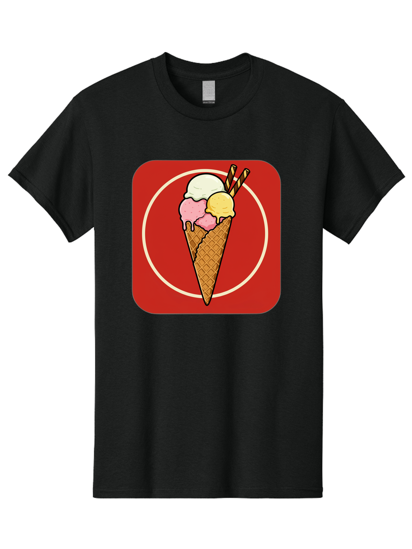 Ice-Cream-Cone-7 Men'S Graphic Tee, 100% Cotton, Comfortable Casual Summer Wear, Machine Washable, Ice Cream Cone, Three Scoops, Waffle Cone, Dessert, Sweet Treats, Colorful Illustration, Ice Cream Lovers, Tasty Delights Baa868