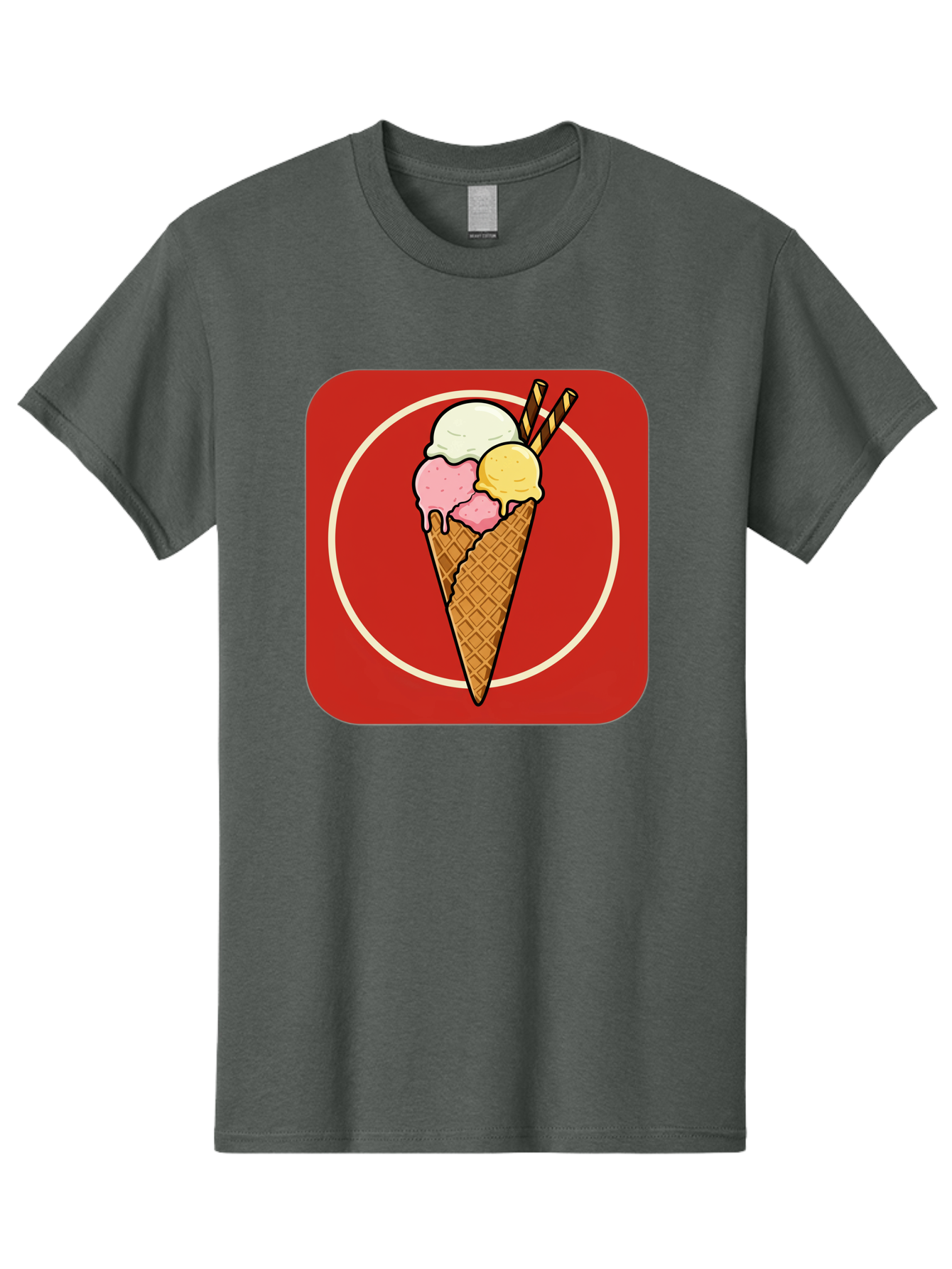 Ice-Cream-Cone-7 Men'S Graphic Tee, 100% Cotton, Comfortable Casual Summer Wear, Machine Washable, Ice Cream Cone, Three Scoops, Waffle Cone, Dessert, Sweet Treats, Colorful Illustration, Ice Cream Lovers, Tasty Delights Baa868