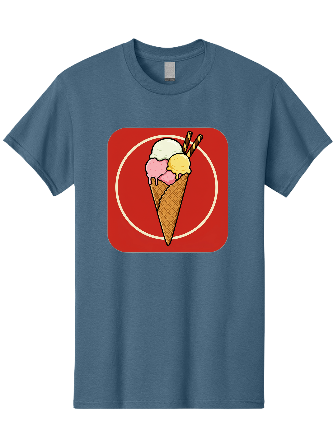 Ice-Cream-Cone-7 Men'S Graphic Tee, 100% Cotton, Comfortable Casual Summer Wear, Machine Washable, Ice Cream Cone, Three Scoops, Waffle Cone, Dessert, Sweet Treats, Colorful Illustration, Ice Cream Lovers, Tasty Delights Baa868