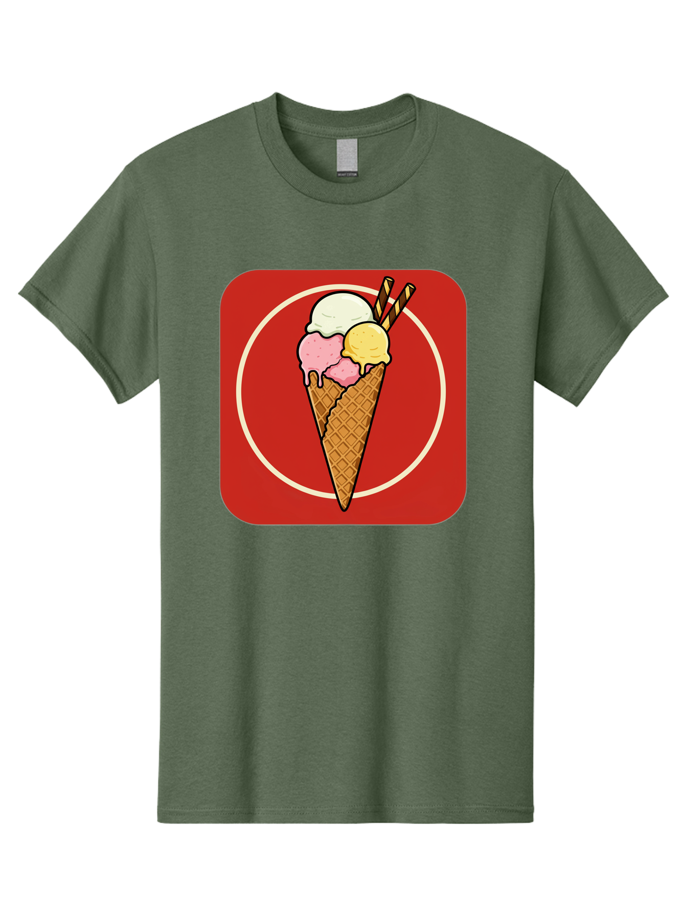 Ice-Cream-Cone-7 Men'S Graphic Tee, 100% Cotton, Comfortable Casual Summer Wear, Machine Washable, Ice Cream Cone, Three Scoops, Waffle Cone, Dessert, Sweet Treats, Colorful Illustration, Ice Cream Lovers, Tasty Delights Baa868