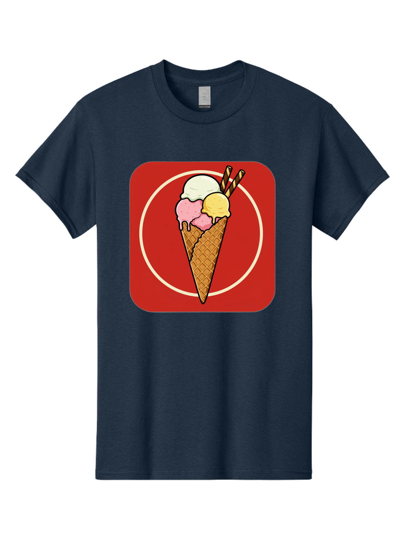 Ice-Cream-Cone-7 Men'S Graphic Tee, 100% Cotton, Comfortable Casual Summer Wear, Machine Washable, Ice Cream Cone, Three Scoops, Waffle Cone, Dessert, Sweet Treats, Colorful Illustration, Ice Cream Lovers, Tasty Delights Baa868