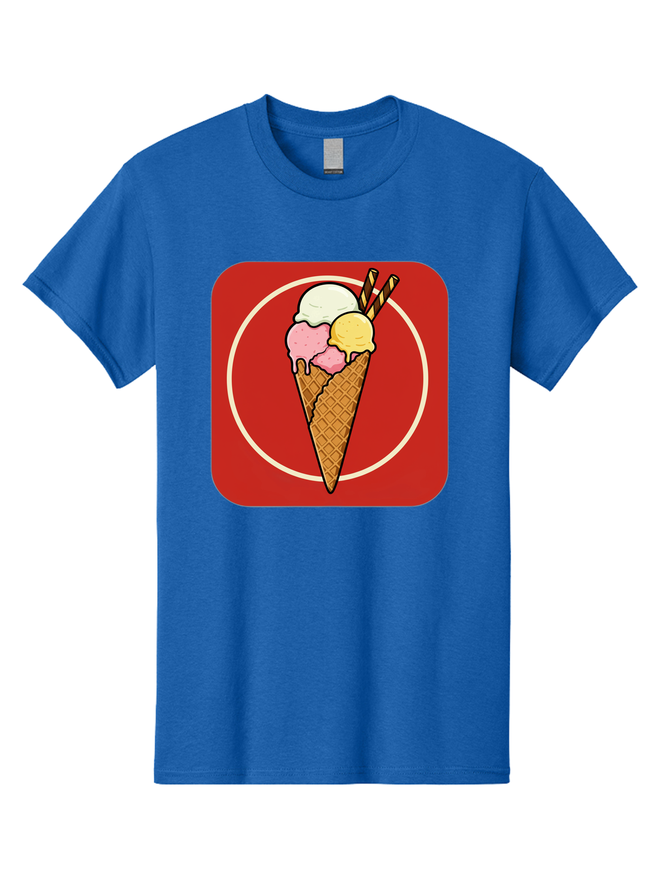Ice-Cream-Cone-7 Men'S Graphic Tee, 100% Cotton, Comfortable Casual Summer Wear, Machine Washable, Ice Cream Cone, Three Scoops, Waffle Cone, Dessert, Sweet Treats, Colorful Illustration, Ice Cream Lovers, Tasty Delights Baa868