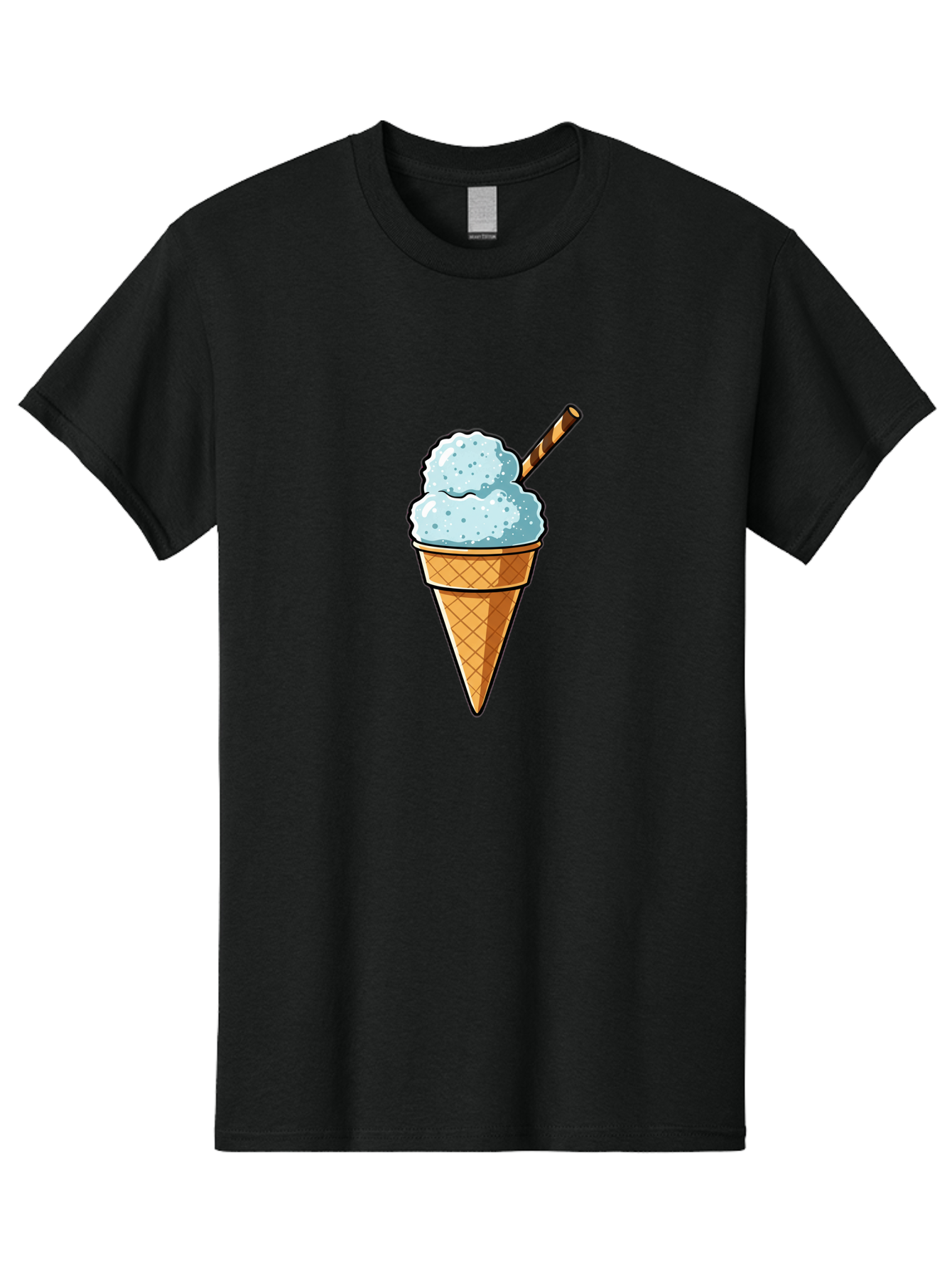 Ice-Cream-Cone-8 Men'S Graphic Tee, 100% Cotton, Comfortable Casual Summer Wear, Machine Washable, Blue Ice Cream, Waffle Cone, Striped Straw, Cartoon Style, Sweet Treat, Frozen Dessert, Summer Snack, Ice Cream Lover Baa869