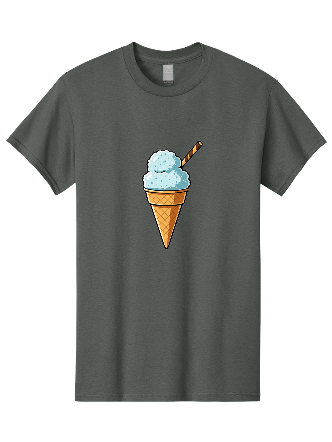 Ice-Cream-Cone-8 Men'S Graphic Tee, 100% Cotton, Comfortable Casual Summer Wear, Machine Washable, Blue Ice Cream, Waffle Cone, Striped Straw, Cartoon Style, Sweet Treat, Frozen Dessert, Summer Snack, Ice Cream Lover Baa869