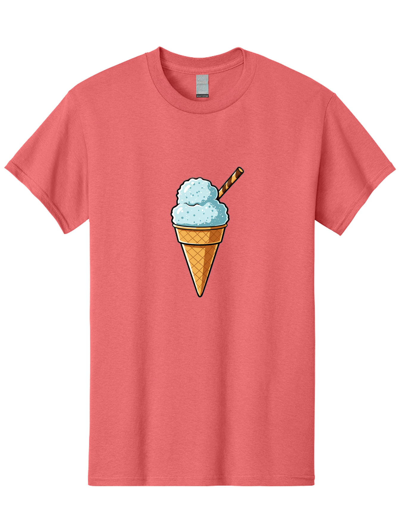 Ice-Cream-Cone-8 Men'S Graphic Tee, 100% Cotton, Comfortable Casual Summer Wear, Machine Washable, Blue Ice Cream, Waffle Cone, Striped Straw, Cartoon Style, Sweet Treat, Frozen Dessert, Summer Snack, Ice Cream Lover Baa869