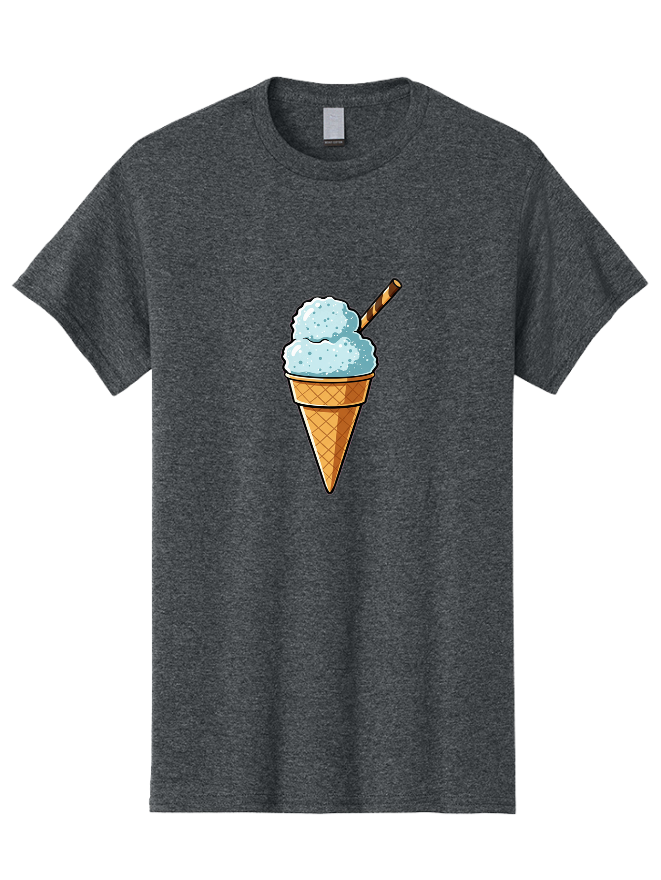 Ice-Cream-Cone-8 Men'S Graphic Tee, 100% Cotton, Comfortable Casual Summer Wear, Machine Washable, Blue Ice Cream, Waffle Cone, Striped Straw, Cartoon Style, Sweet Treat, Frozen Dessert, Summer Snack, Ice Cream Lover Baa869