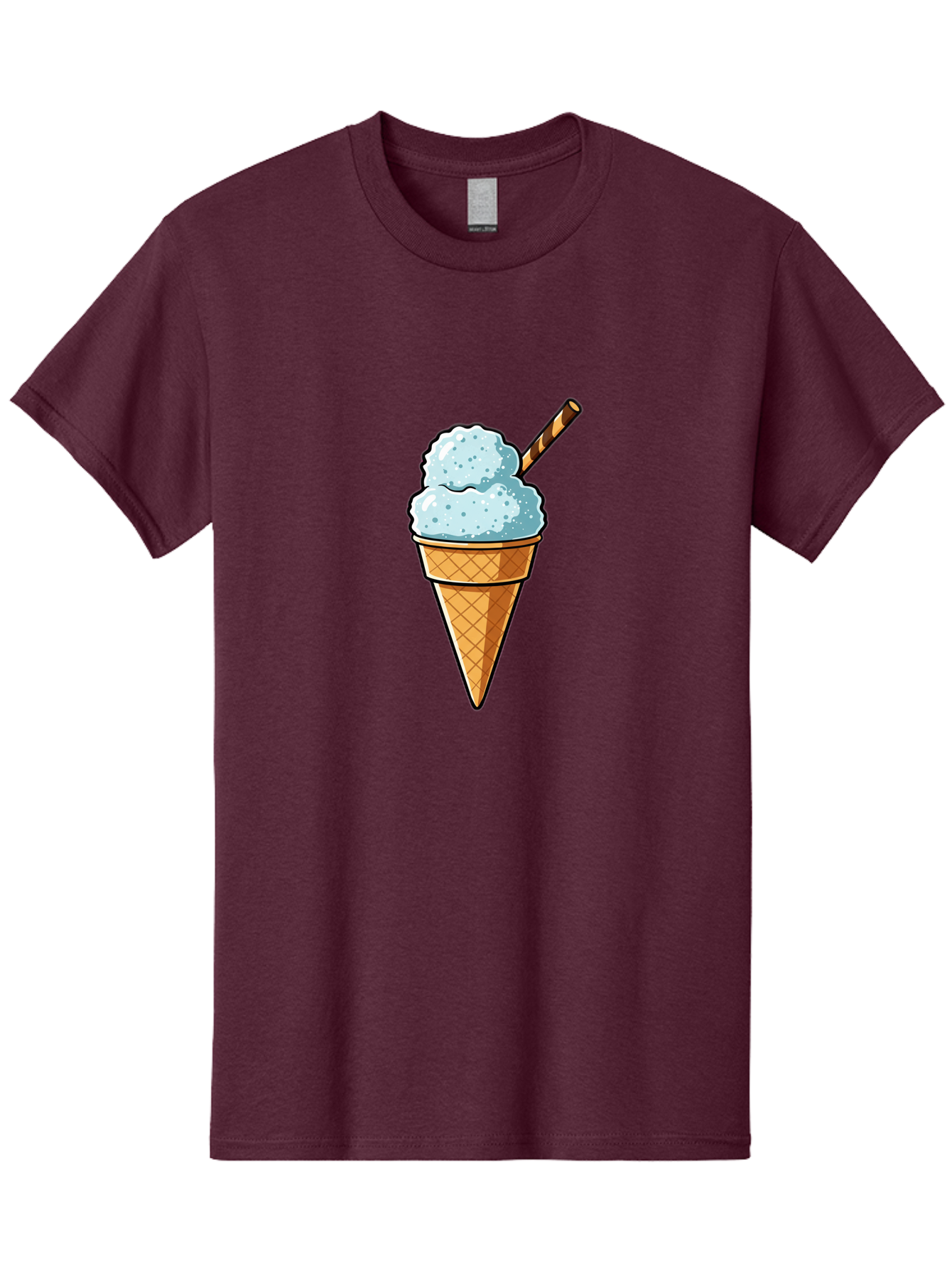 Ice-Cream-Cone-8 Men'S Graphic Tee, 100% Cotton, Comfortable Casual Summer Wear, Machine Washable, Blue Ice Cream, Waffle Cone, Striped Straw, Cartoon Style, Sweet Treat, Frozen Dessert, Summer Snack, Ice Cream Lover Baa869
