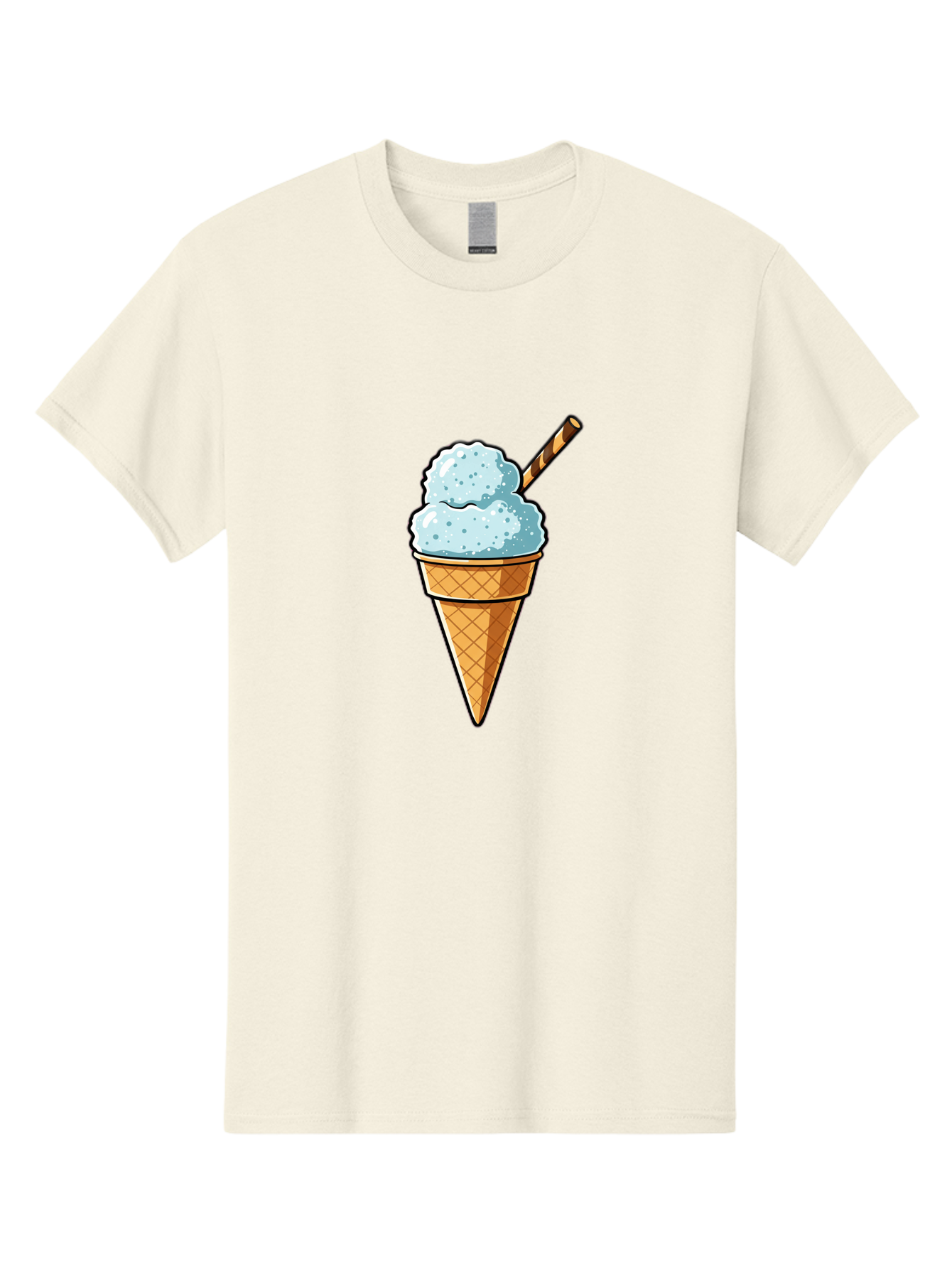 Ice-Cream-Cone-8 Men'S Graphic Tee, 100% Cotton, Comfortable Casual Summer Wear, Machine Washable, Blue Ice Cream, Waffle Cone, Striped Straw, Cartoon Style, Sweet Treat, Frozen Dessert, Summer Snack, Ice Cream Lover Baa869