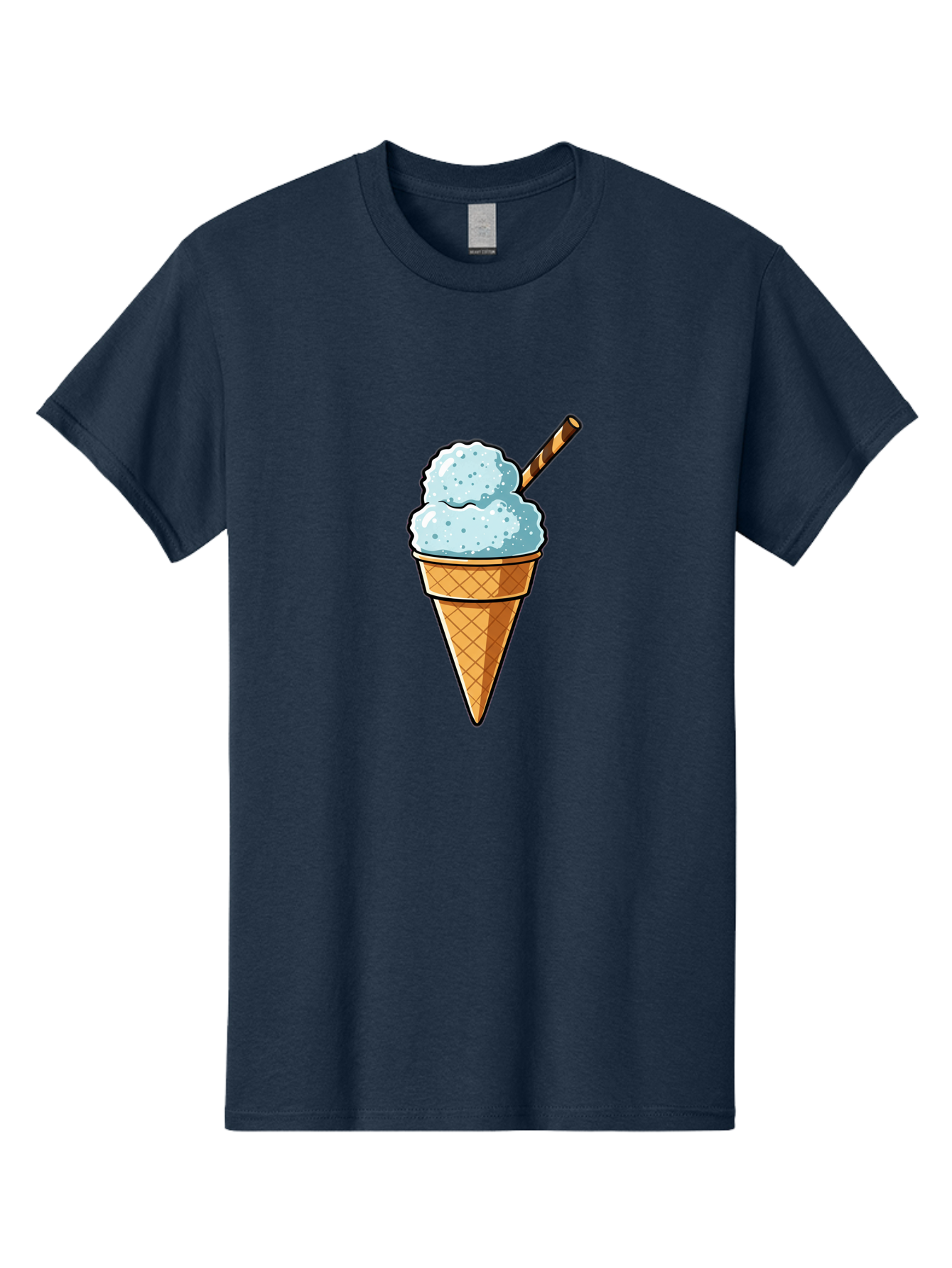 Ice-Cream-Cone-8 Men'S Graphic Tee, 100% Cotton, Comfortable Casual Summer Wear, Machine Washable, Blue Ice Cream, Waffle Cone, Striped Straw, Cartoon Style, Sweet Treat, Frozen Dessert, Summer Snack, Ice Cream Lover Baa869
