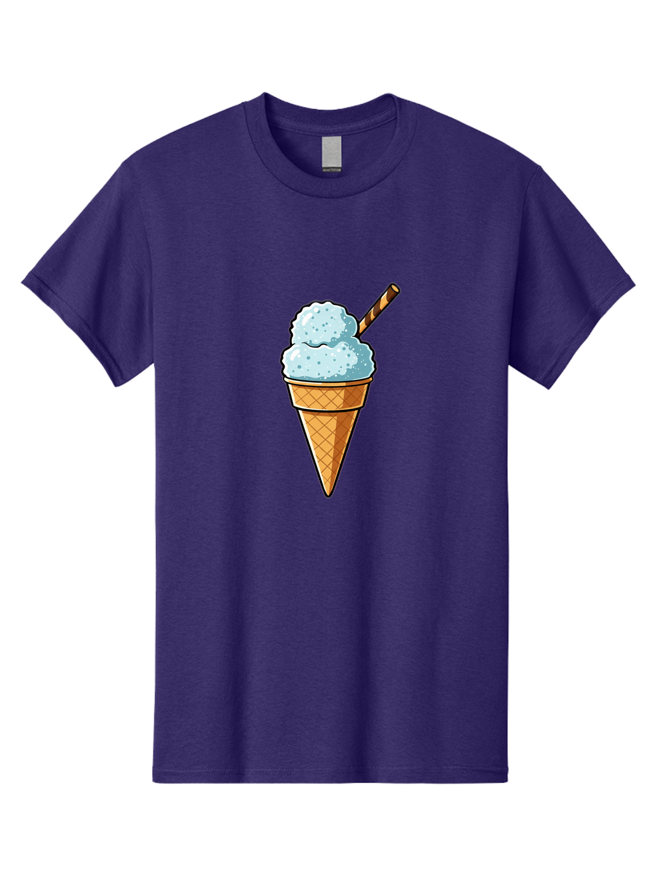 Ice-Cream-Cone-8 Men'S Graphic Tee, 100% Cotton, Comfortable Casual Summer Wear, Machine Washable, Blue Ice Cream, Waffle Cone, Striped Straw, Cartoon Style, Sweet Treat, Frozen Dessert, Summer Snack, Ice Cream Lover Baa869