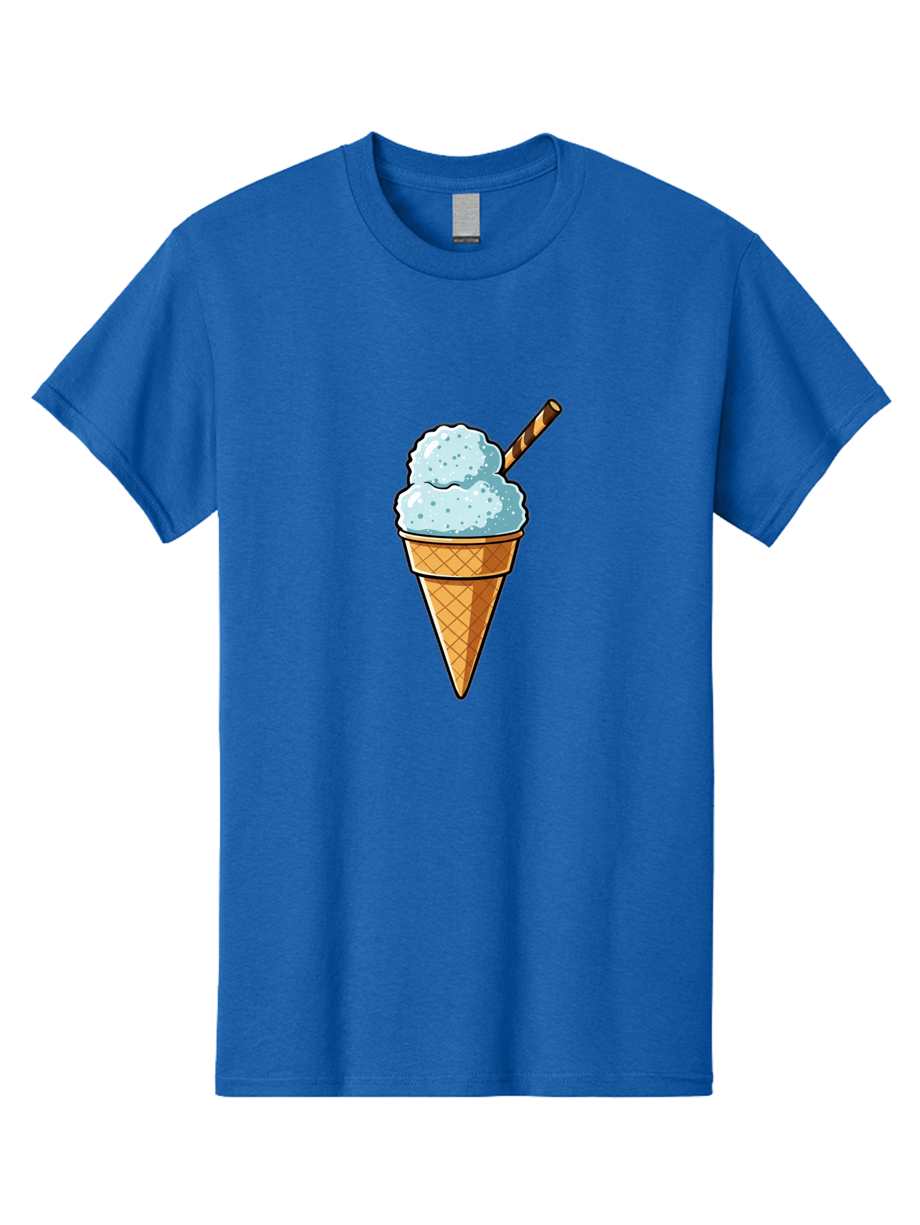 Ice-Cream-Cone-8 Men'S Graphic Tee, 100% Cotton, Comfortable Casual Summer Wear, Machine Washable, Blue Ice Cream, Waffle Cone, Striped Straw, Cartoon Style, Sweet Treat, Frozen Dessert, Summer Snack, Ice Cream Lover Baa869