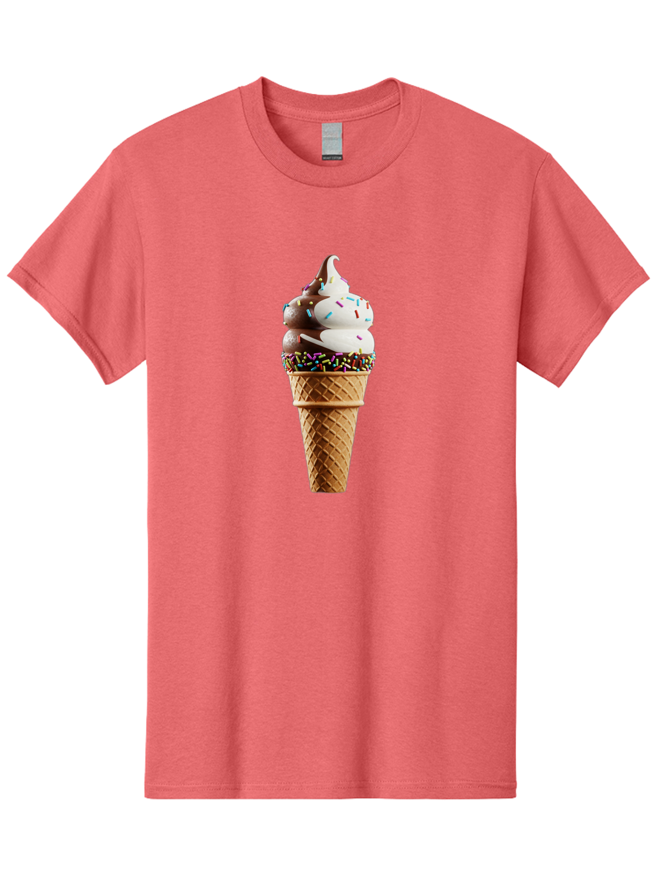 Ice-Cream-Cone Men'S Graphic Tee, 100% Cotton, Comfortable Casual Summer Wear, Machine Washable, Ice Cream Cone, Chocolate And Vanilla Swirl, Rainbow Sprinkles, Sweet Treat, Dessert Delight, Colorful Ice Cream, Tasty Cone, Fun Dessert, Baa875