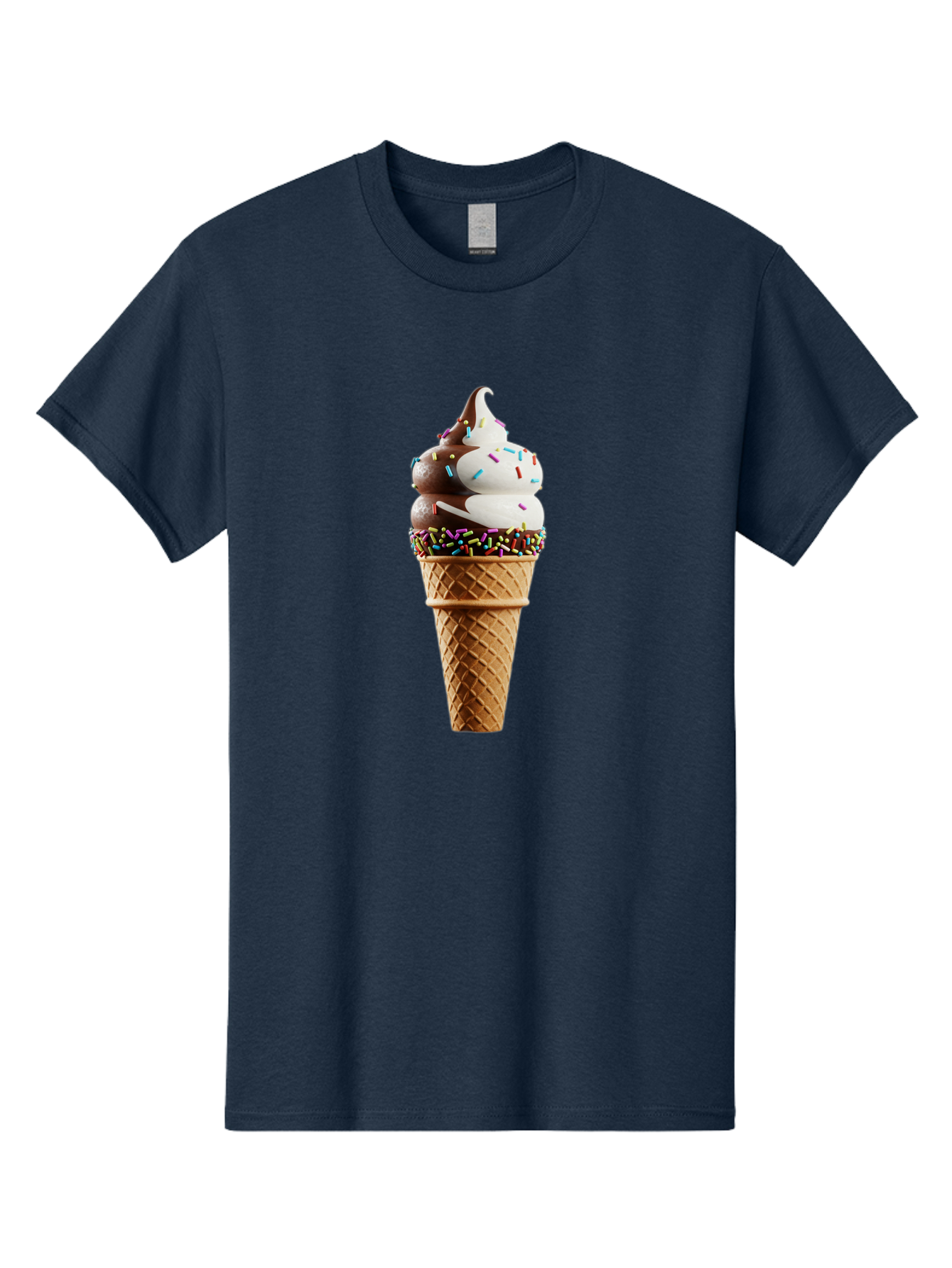 Ice-Cream-Cone Men'S Graphic Tee, 100% Cotton, Comfortable Casual Summer Wear, Machine Washable, Ice Cream Cone, Chocolate And Vanilla Swirl, Rainbow Sprinkles, Sweet Treat, Dessert Delight, Colorful Ice Cream, Tasty Cone, Fun Dessert, Baa875