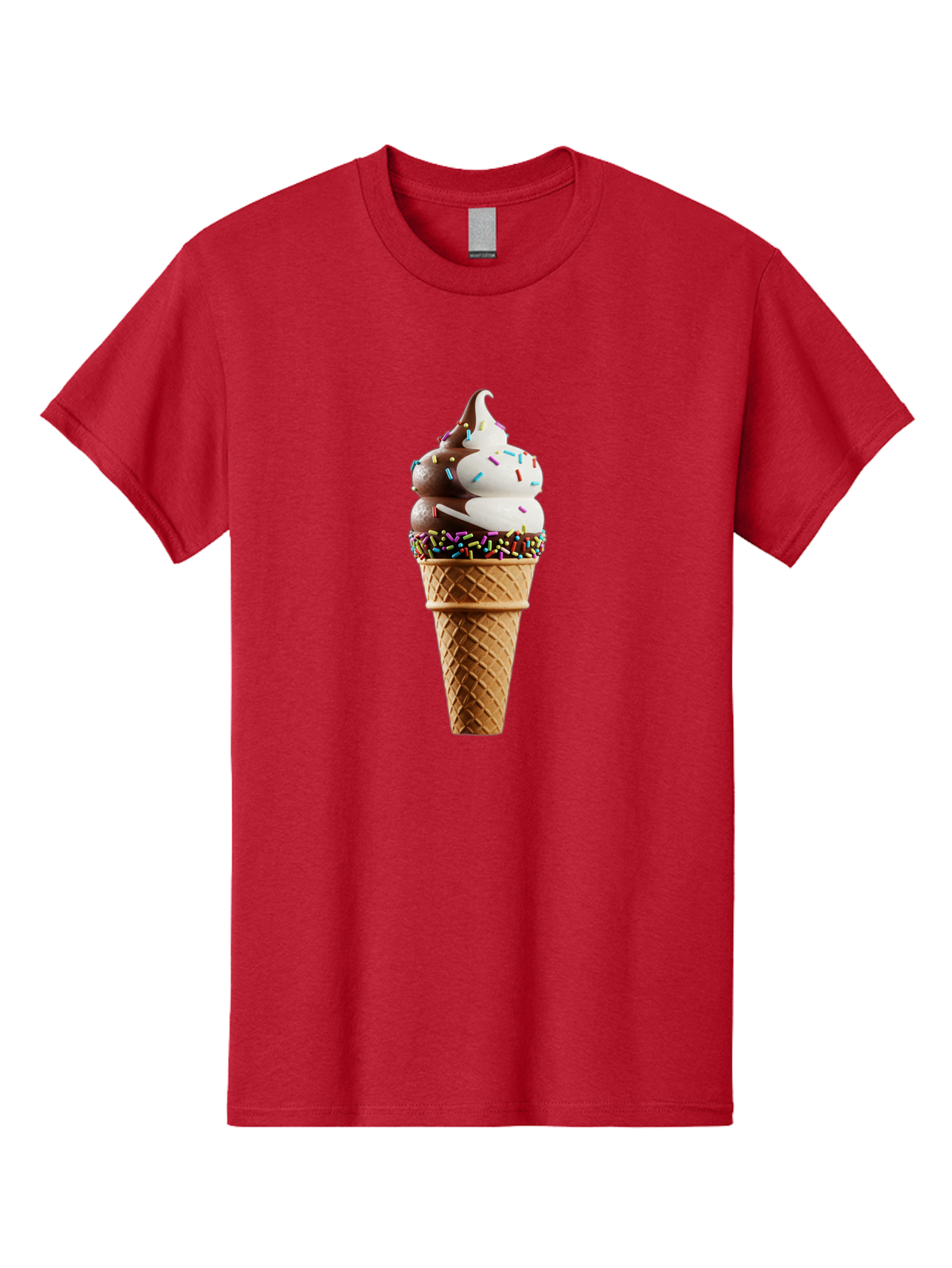 Ice-Cream-Cone Men'S Graphic Tee, 100% Cotton, Comfortable Casual Summer Wear, Machine Washable, Ice Cream Cone, Chocolate And Vanilla Swirl, Rainbow Sprinkles, Sweet Treat, Dessert Delight, Colorful Ice Cream, Tasty Cone, Fun Dessert, Baa875