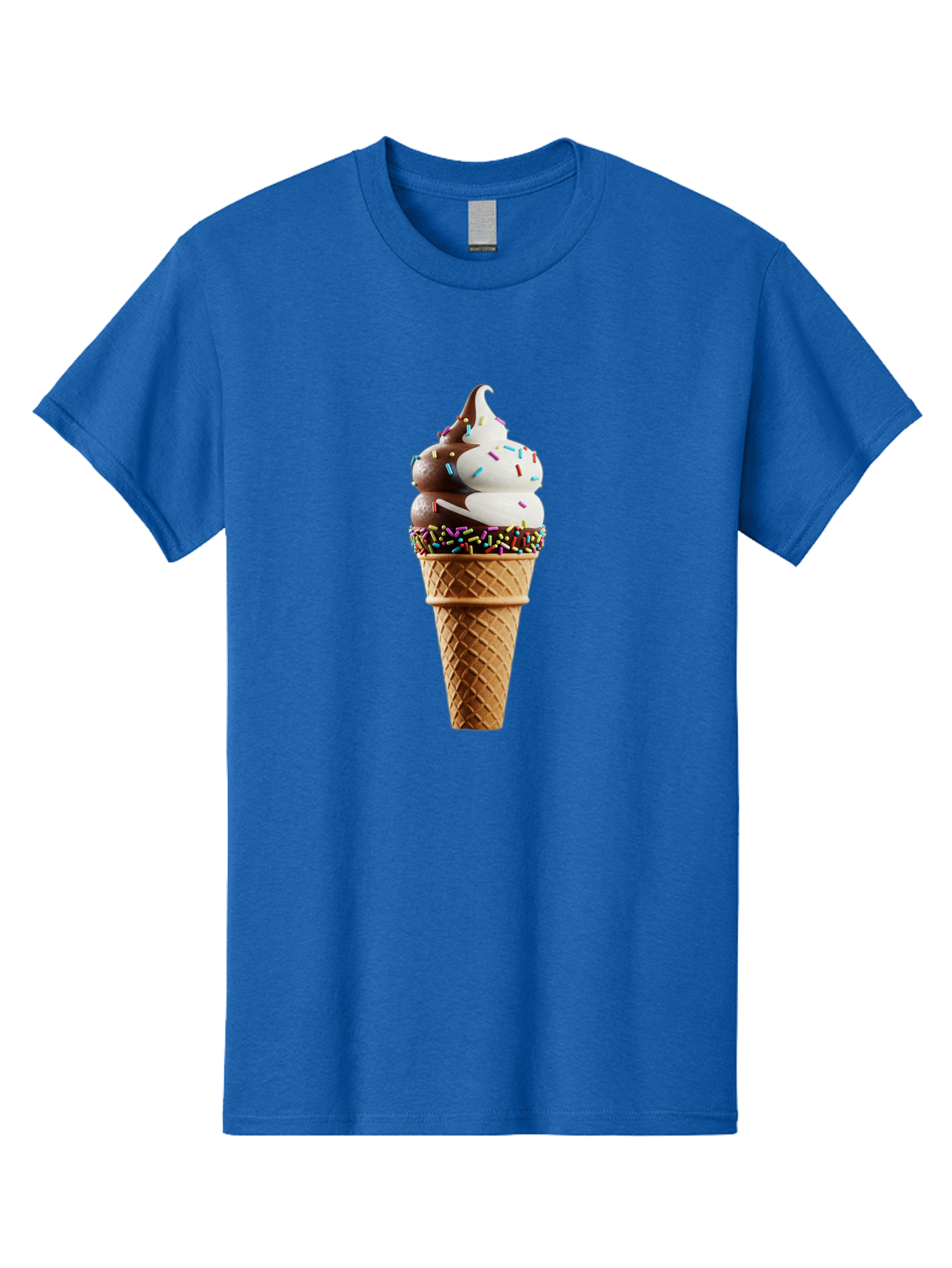 Ice-Cream-Cone Men'S Graphic Tee, 100% Cotton, Comfortable Casual Summer Wear, Machine Washable, Ice Cream Cone, Chocolate And Vanilla Swirl, Rainbow Sprinkles, Sweet Treat, Dessert Delight, Colorful Ice Cream, Tasty Cone, Fun Dessert, Baa875