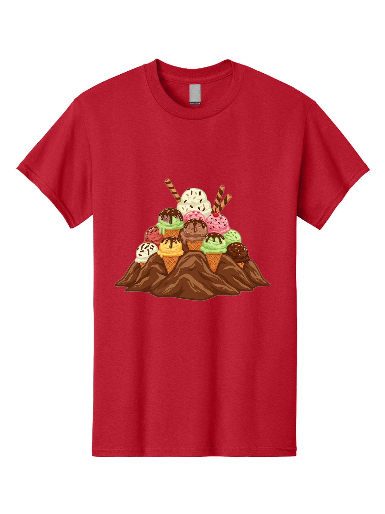 Ice-Cream-Cones Men'S Graphic Tee, 100% Cotton, Comfortable Casual Summer Wear, Machine Washable, Ice Cream Cones, Chocolate Sauce, Sprinkles, Waffle Cones, Colorful Ice Cream, Sweet Treats, Dessert Delights, Tasty Ice Cream, Dessert Art, Baa877