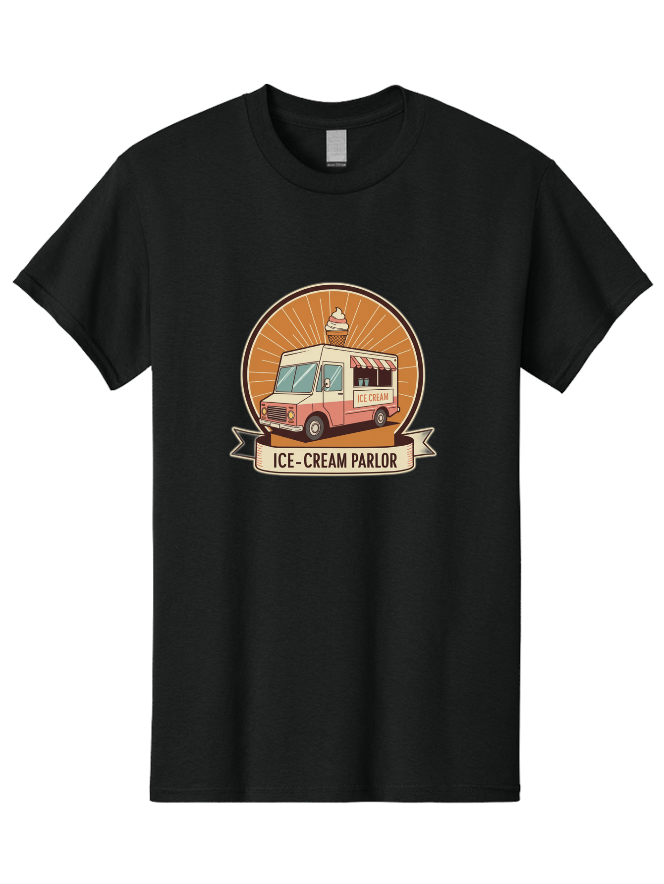 Ice-Cream-Parlor Men'S Graphic Tee, 100% Cotton, Comfortable Casual Summer Wear, Machine Washable, Ice Cream Truck, Ice Cream Parlor, Vintage Truck, Sweet Treats, Retro Style, Ice Cream Cone, Dessert Delight, Summertime Fun, Nostalgic Charm Baa878