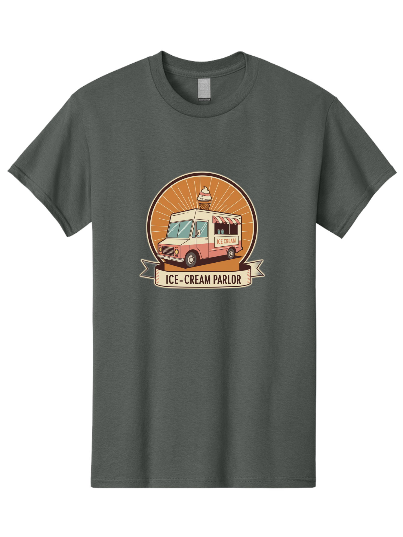 Ice-Cream-Parlor Men'S Graphic Tee, 100% Cotton, Comfortable Casual Summer Wear, Machine Washable, Ice Cream Truck, Ice Cream Parlor, Vintage Truck, Sweet Treats, Retro Style, Ice Cream Cone, Dessert Delight, Summertime Fun, Nostalgic Charm Baa878