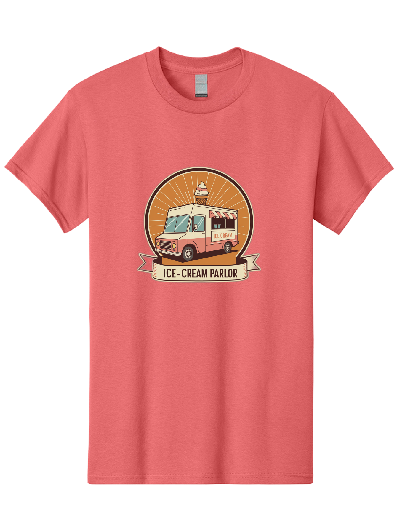 Ice-Cream-Parlor Men'S Graphic Tee, 100% Cotton, Comfortable Casual Summer Wear, Machine Washable, Ice Cream Truck, Ice Cream Parlor, Vintage Truck, Sweet Treats, Retro Style, Ice Cream Cone, Dessert Delight, Summertime Fun, Nostalgic Charm Baa878