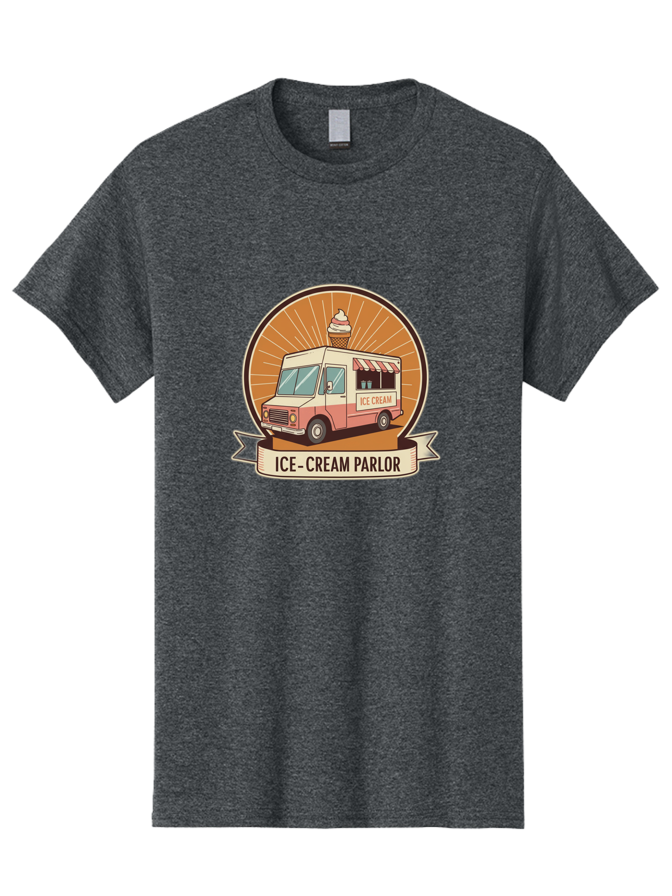 Ice-Cream-Parlor Men'S Graphic Tee, 100% Cotton, Comfortable Casual Summer Wear, Machine Washable, Ice Cream Truck, Ice Cream Parlor, Vintage Truck, Sweet Treats, Retro Style, Ice Cream Cone, Dessert Delight, Summertime Fun, Nostalgic Charm Baa878
