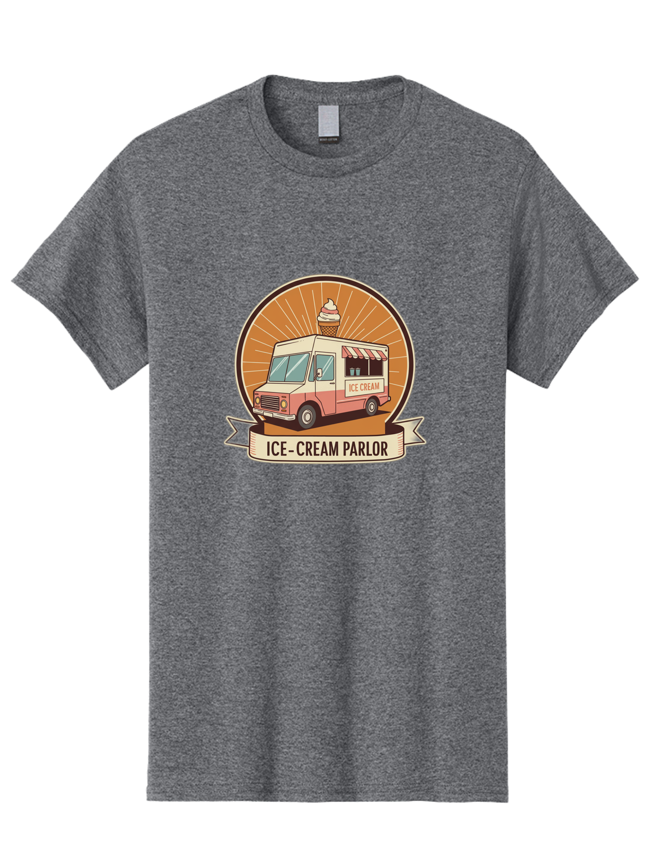 Ice-Cream-Parlor Men'S Graphic Tee, 100% Cotton, Comfortable Casual Summer Wear, Machine Washable, Ice Cream Truck, Ice Cream Parlor, Vintage Truck, Sweet Treats, Retro Style, Ice Cream Cone, Dessert Delight, Summertime Fun, Nostalgic Charm Baa878