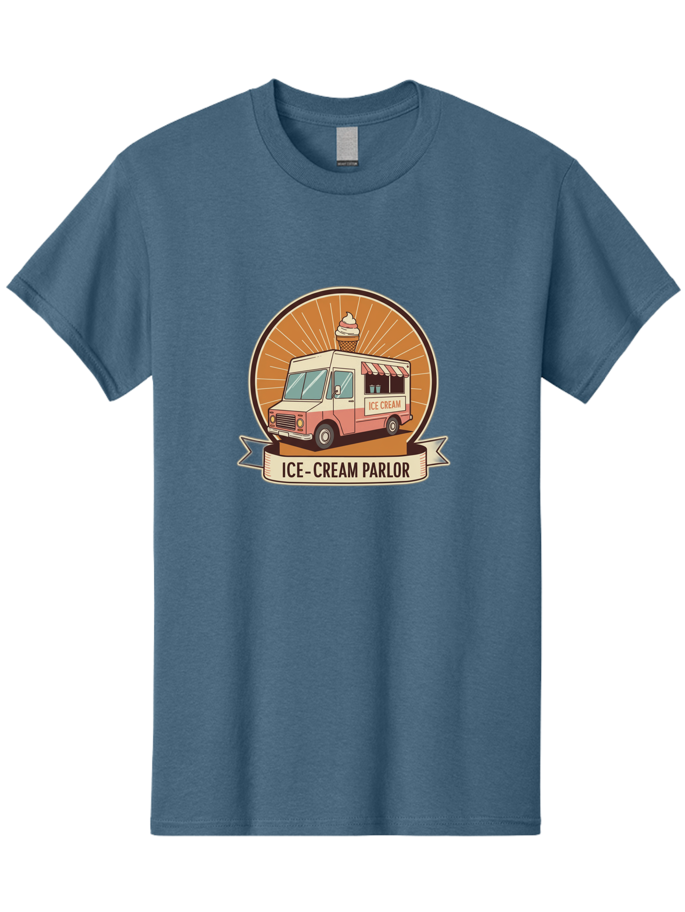 Ice-Cream-Parlor Men'S Graphic Tee, 100% Cotton, Comfortable Casual Summer Wear, Machine Washable, Ice Cream Truck, Ice Cream Parlor, Vintage Truck, Sweet Treats, Retro Style, Ice Cream Cone, Dessert Delight, Summertime Fun, Nostalgic Charm Baa878
