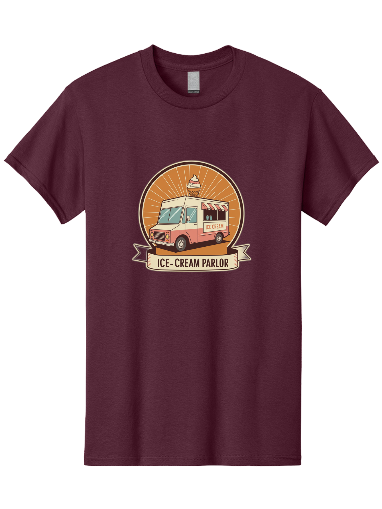 Ice-Cream-Parlor Men'S Graphic Tee, 100% Cotton, Comfortable Casual Summer Wear, Machine Washable, Ice Cream Truck, Ice Cream Parlor, Vintage Truck, Sweet Treats, Retro Style, Ice Cream Cone, Dessert Delight, Summertime Fun, Nostalgic Charm Baa878