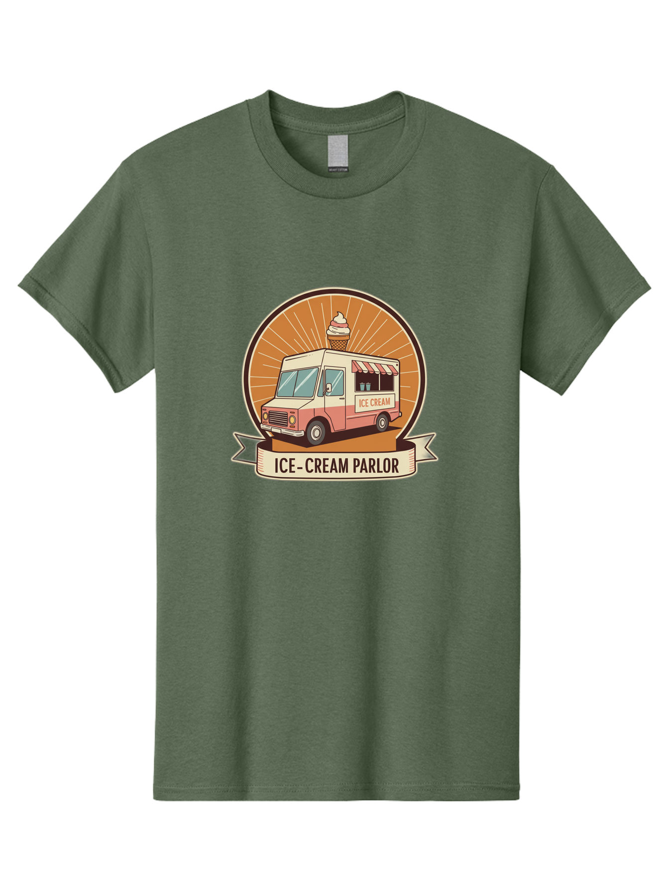 Ice-Cream-Parlor Men'S Graphic Tee, 100% Cotton, Comfortable Casual Summer Wear, Machine Washable, Ice Cream Truck, Ice Cream Parlor, Vintage Truck, Sweet Treats, Retro Style, Ice Cream Cone, Dessert Delight, Summertime Fun, Nostalgic Charm Baa878