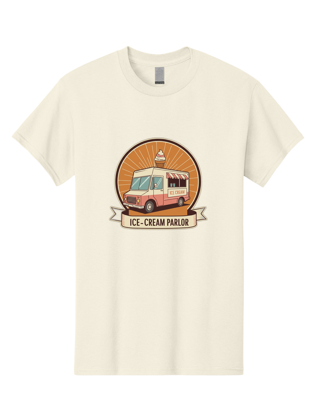 Ice-Cream-Parlor Men'S Graphic Tee, 100% Cotton, Comfortable Casual Summer Wear, Machine Washable, Ice Cream Truck, Ice Cream Parlor, Vintage Truck, Sweet Treats, Retro Style, Ice Cream Cone, Dessert Delight, Summertime Fun, Nostalgic Charm Baa878