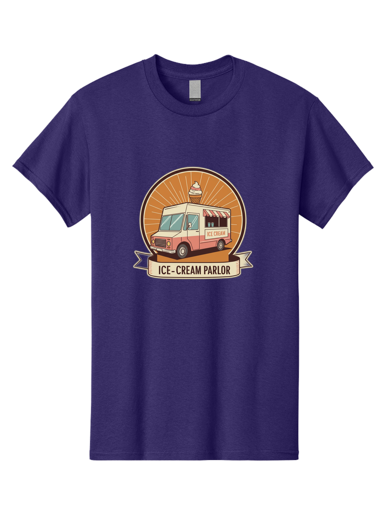 Ice-Cream-Parlor Men'S Graphic Tee, 100% Cotton, Comfortable Casual Summer Wear, Machine Washable, Ice Cream Truck, Ice Cream Parlor, Vintage Truck, Sweet Treats, Retro Style, Ice Cream Cone, Dessert Delight, Summertime Fun, Nostalgic Charm Baa878