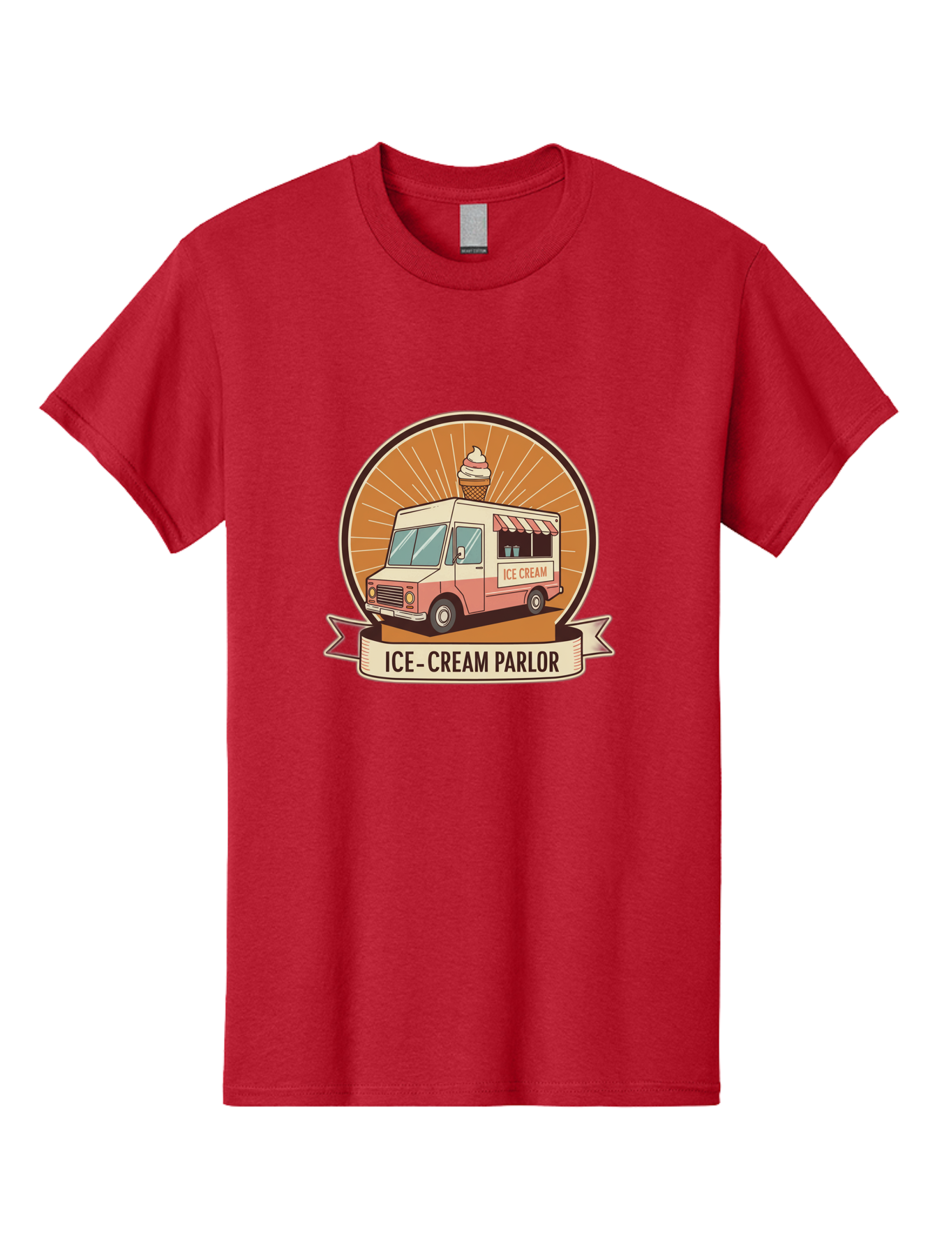 Ice-Cream-Parlor Men'S Graphic Tee, 100% Cotton, Comfortable Casual Summer Wear, Machine Washable, Ice Cream Truck, Ice Cream Parlor, Vintage Truck, Sweet Treats, Retro Style, Ice Cream Cone, Dessert Delight, Summertime Fun, Nostalgic Charm Baa878