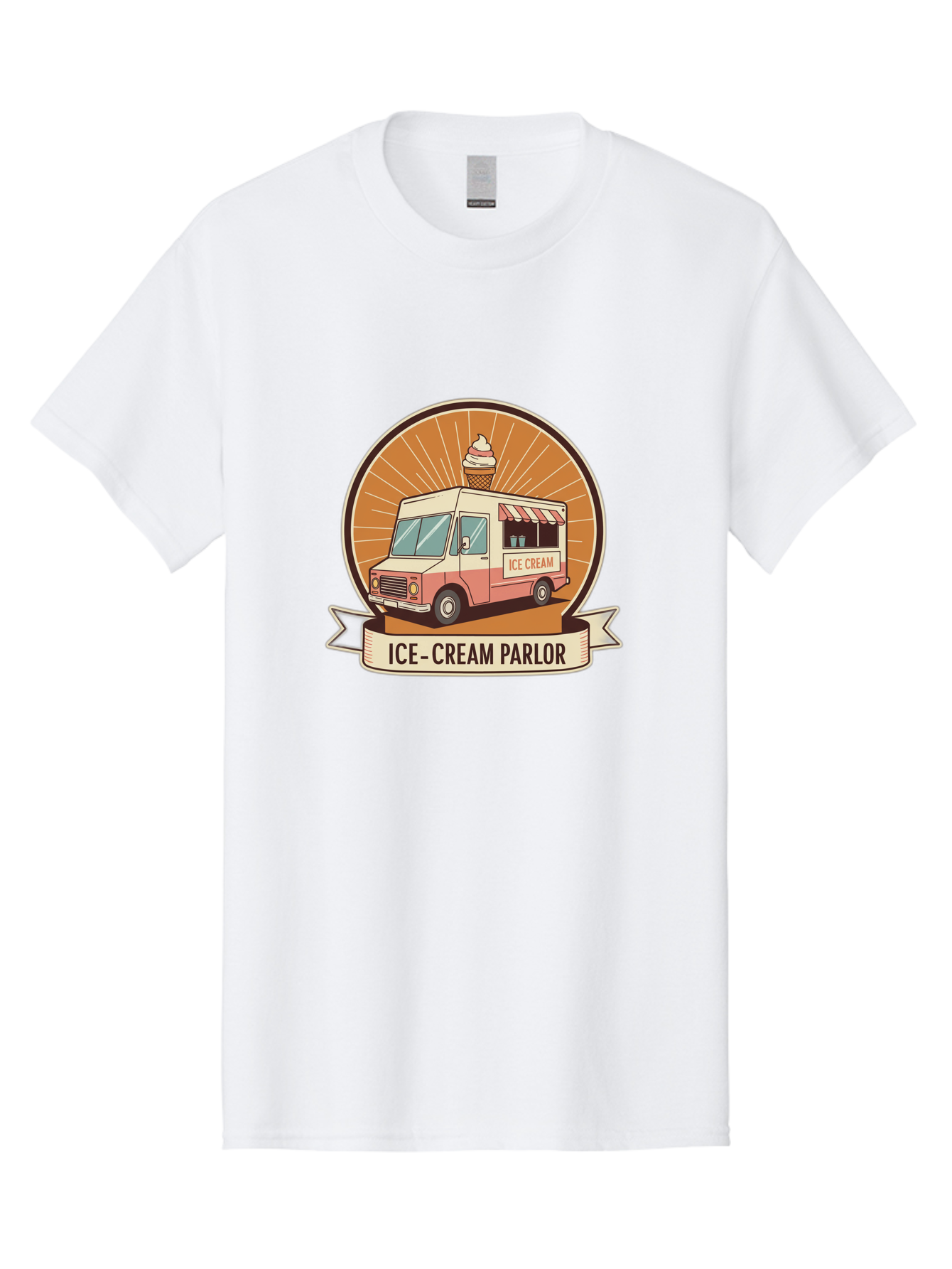 Ice-Cream-Parlor Men'S Graphic Tee, 100% Cotton, Comfortable Casual Summer Wear, Machine Washable, Ice Cream Truck, Ice Cream Parlor, Vintage Truck, Sweet Treats, Retro Style, Ice Cream Cone, Dessert Delight, Summertime Fun, Nostalgic Charm Baa878