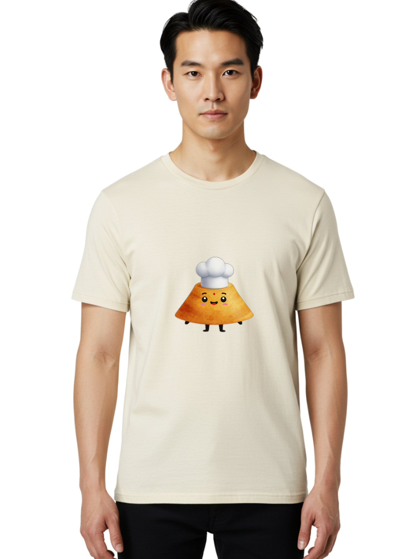 Idli-Character Men'S Graphic Tee, 100% Cotton, Comfortable Casual Summer Wear, Machine Washable, Cartoonish Representation, Sambar Vada Masala, South Indian Cuisine, Cute Character, Chef Hat, Traditional Dish, Vada, South Indian Food Baa880