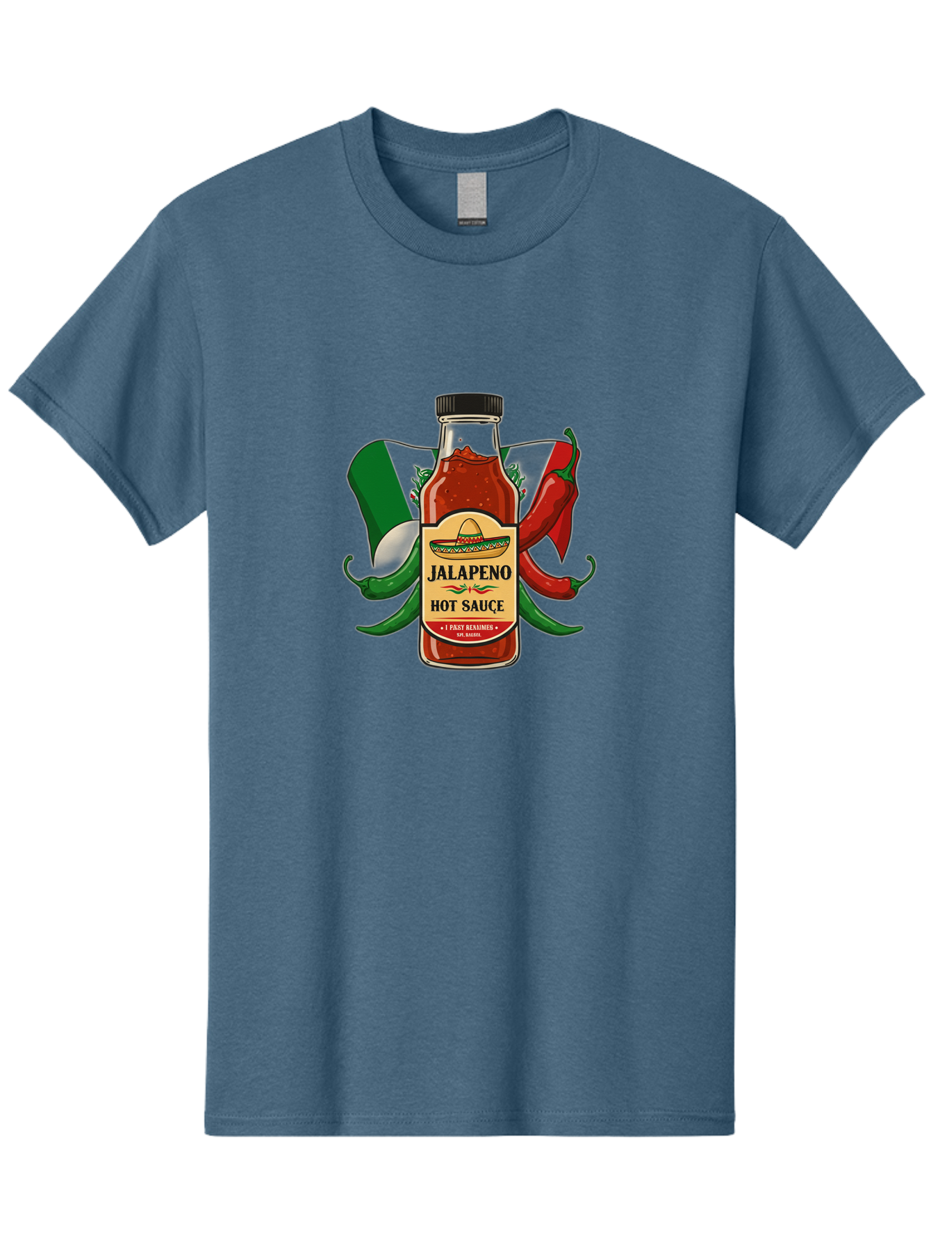 Jalapeno-Hot-Sauce Men'S Graphic Tee, 100% Cotton, Comfortable Casual Summer Wear, Machine Washable, Jalapeno Hot Sauce, Spicy Condiment, Mexican Cuisine, Hot Peppers, Chili Peppers, Jalapeno Peppers, Salsa, Hot Sauce Bottle, Condiment Bottle Baa882