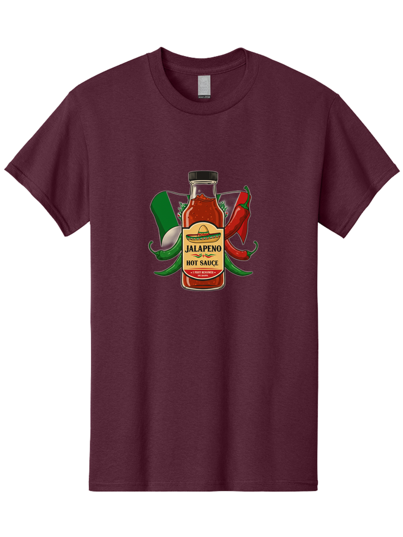 Jalapeno-Hot-Sauce Men'S Graphic Tee, 100% Cotton, Comfortable Casual Summer Wear, Machine Washable, Jalapeno Hot Sauce, Spicy Condiment, Mexican Cuisine, Hot Peppers, Chili Peppers, Jalapeno Peppers, Salsa, Hot Sauce Bottle, Condiment Bottle Baa882
