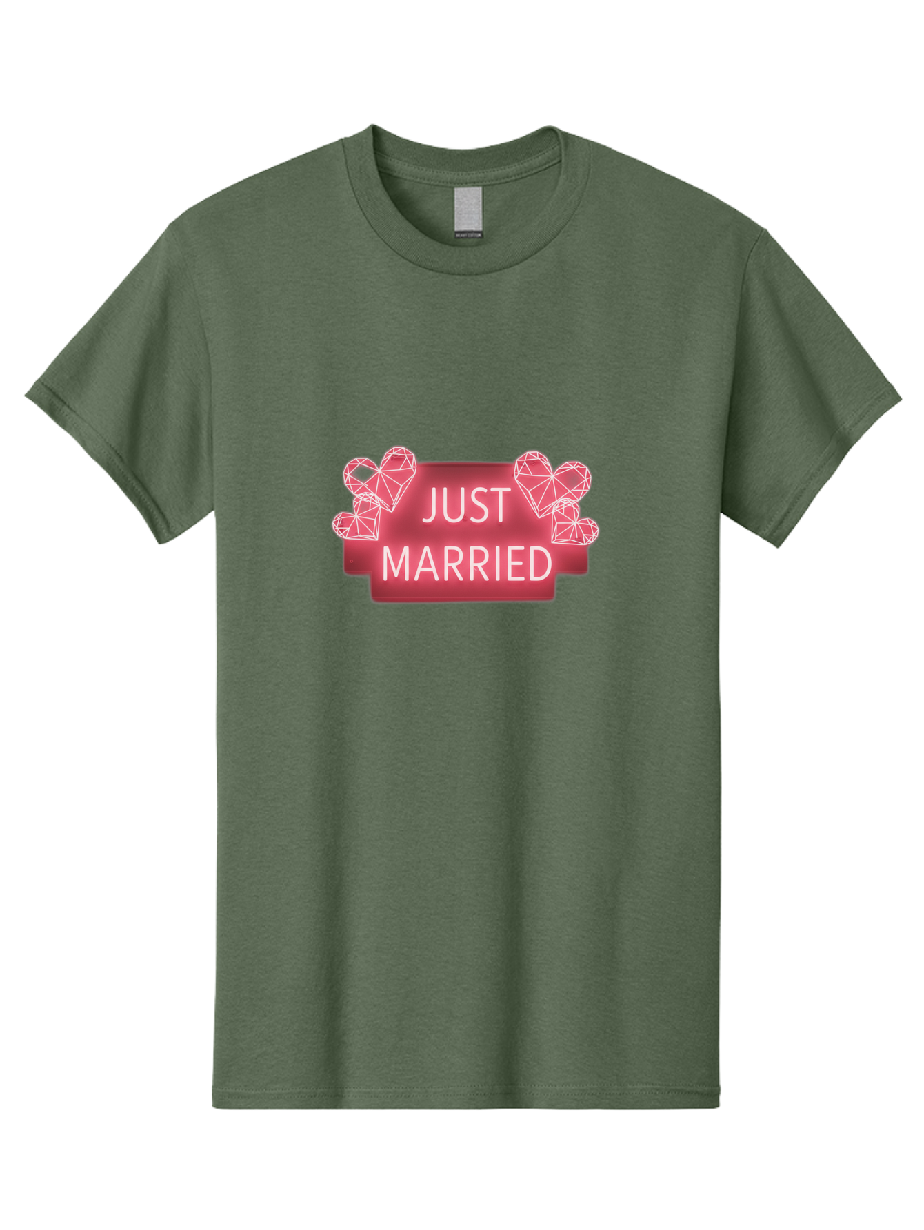 Just-Married-10 Men'S Graphic Tee, 100% Cotton, Comfortable Casual Summer Wear, Machine Washable, Just Married Sign, Wedding Decoration, Love Hearts, Neon Sign, Pink Hearts, Wedding Celebration, Geometric Hearts, Festive Decoration, Baa884