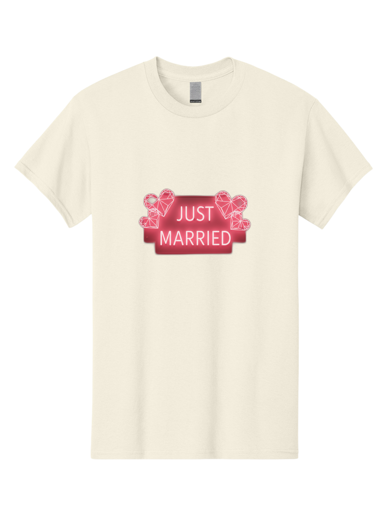 Just-Married-10 Men'S Graphic Tee, 100% Cotton, Comfortable Casual Summer Wear, Machine Washable, Just Married Sign, Wedding Decoration, Love Hearts, Neon Sign, Pink Hearts, Wedding Celebration, Geometric Hearts, Festive Decoration, Baa884