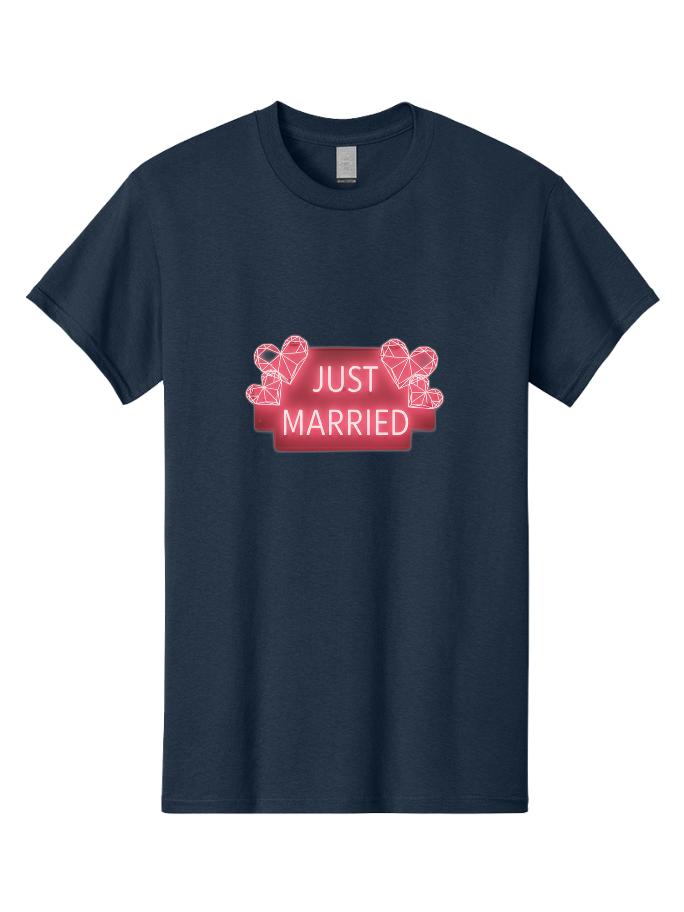 Just-Married-10 Men'S Graphic Tee, 100% Cotton, Comfortable Casual Summer Wear, Machine Washable, Just Married Sign, Wedding Decoration, Love Hearts, Neon Sign, Pink Hearts, Wedding Celebration, Geometric Hearts, Festive Decoration, Baa884