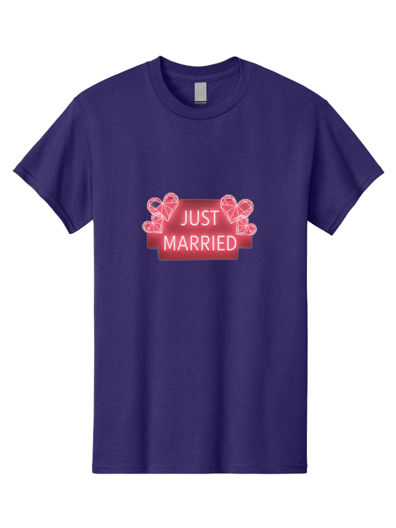 Just-Married-10 Men'S Graphic Tee, 100% Cotton, Comfortable Casual Summer Wear, Machine Washable, Just Married Sign, Wedding Decoration, Love Hearts, Neon Sign, Pink Hearts, Wedding Celebration, Geometric Hearts, Festive Decoration, Baa884