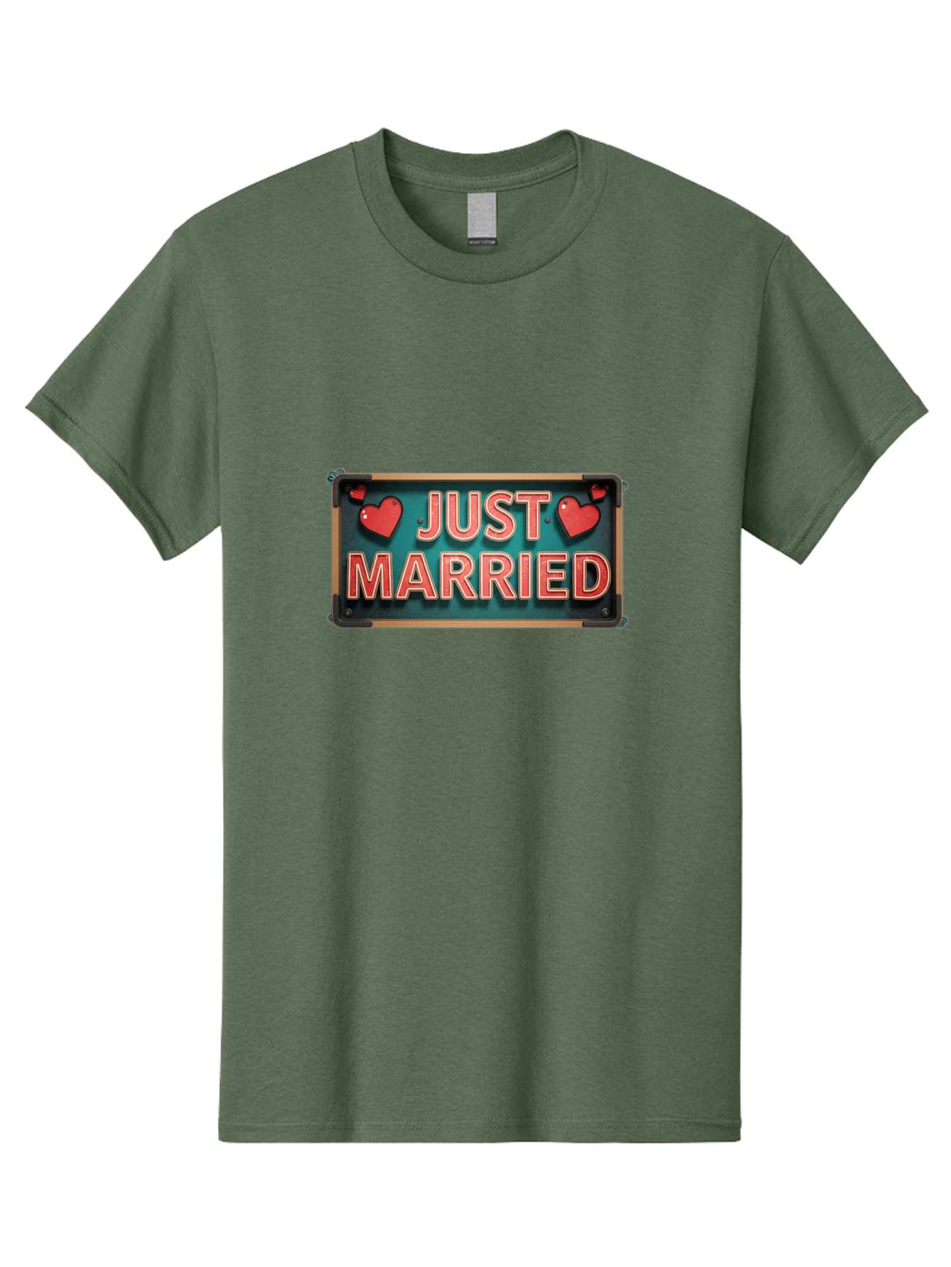 Just-Married-4 Men'S Graphic Tee, 100% Cotton, Comfortable Casual Summer Wear, Machine Washable, Just Married Sign, Red Hearts, Romantic Symbols, Love Decoration, Wedding Celebration, Newlyweds, Love Hearts Baa888